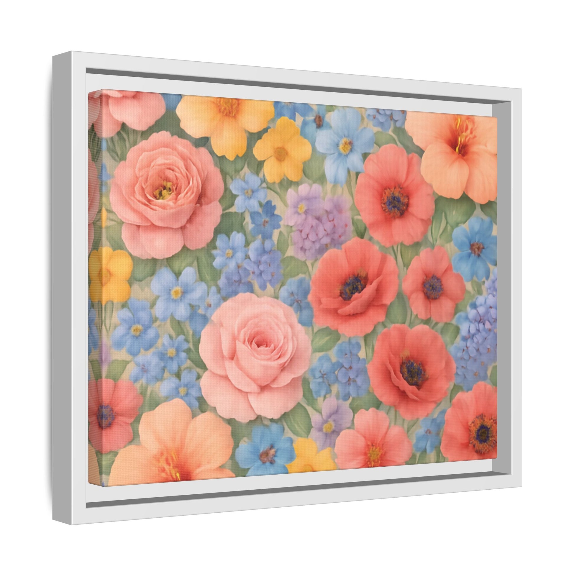Luxury Framed Floral Canvas – Bold Multi-Color Botanical Wall Art, Elegant Nature-Inspired Accent for Living Room, Bedroom, or Office Décor Gift for Mom