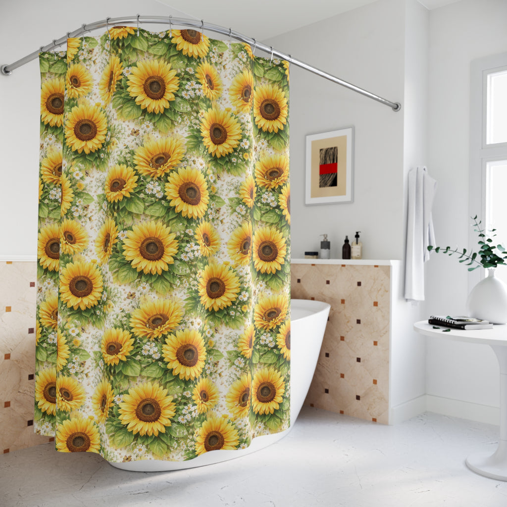 Sunny SunFlowers Shower Curtain — Bright Sunflower Bathroom Decor New House