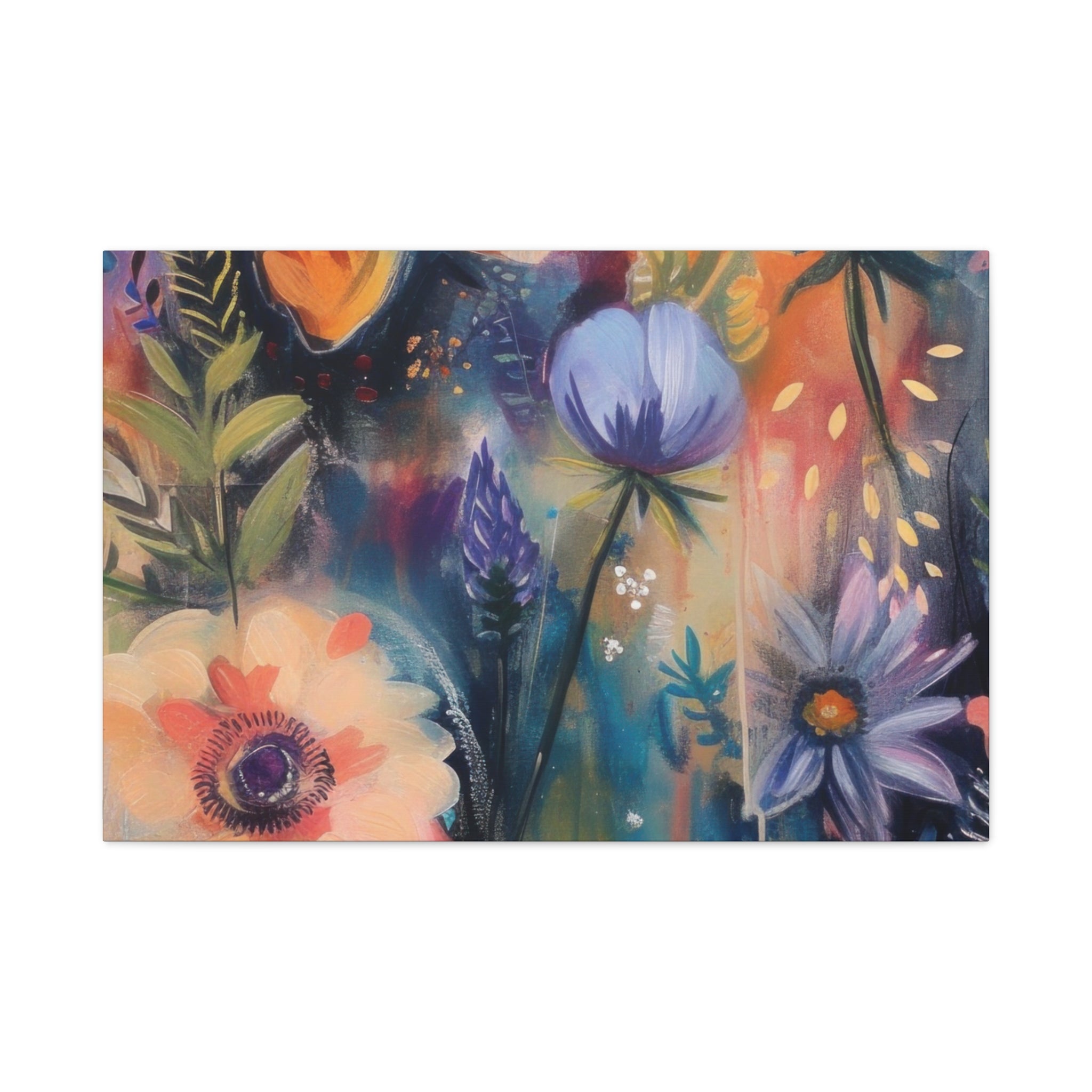 Boho Floral Wall Art Matte Canvas Stretched, Vibrant Botanical Design, Perfect for Living Room, Bedroom, or Office Decor, Adds a Stylish Touch to Any Space1.25" - MRSBYVALLE