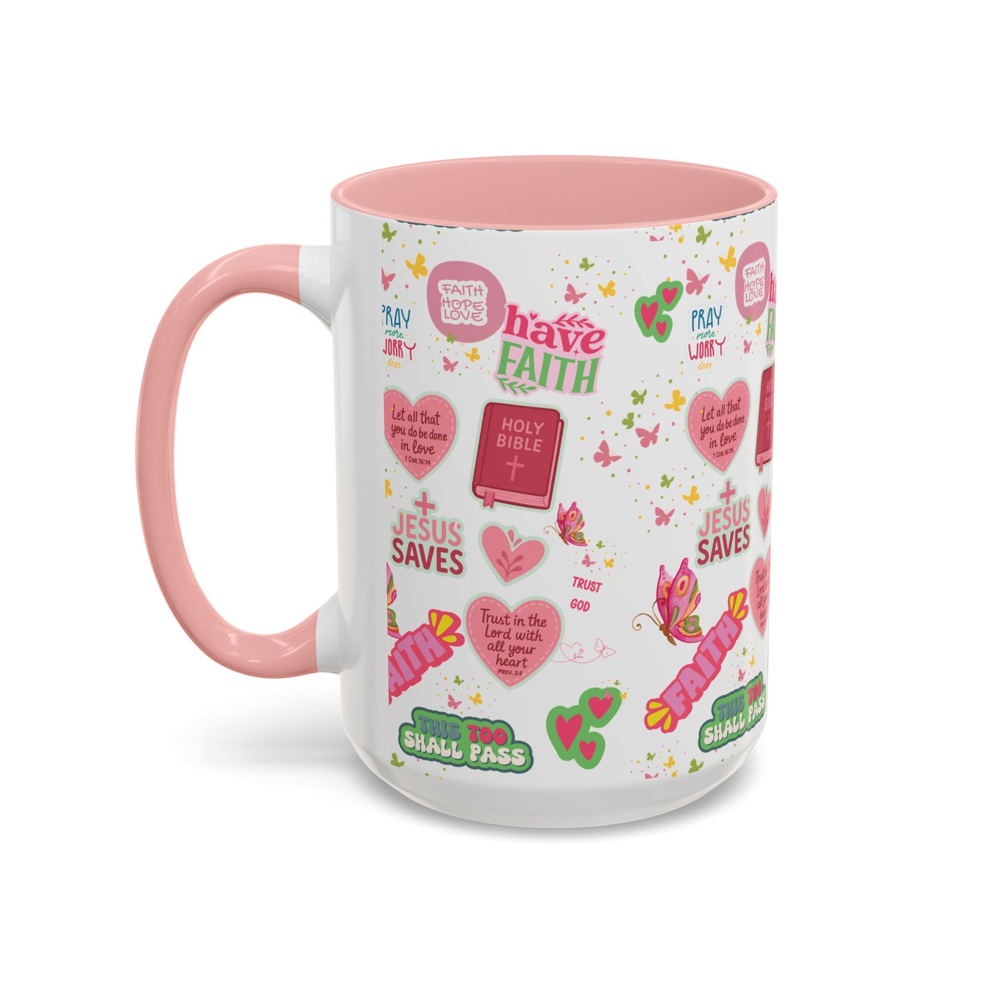 Start Your Day with Faith | Christian Mug with Bible Verse | Inspirational Gift for Christians | 11oz and 15oz Ceramic Coffee Mug Cozy Spring Mornings
