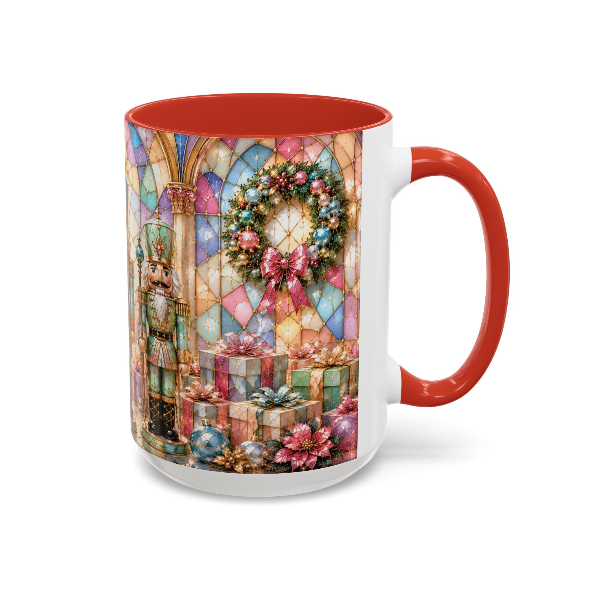 Nutcracker Christmas Coffee Mug – Festive Stained-Glass Holiday Accent Cup (11/15oz) Gift for Her