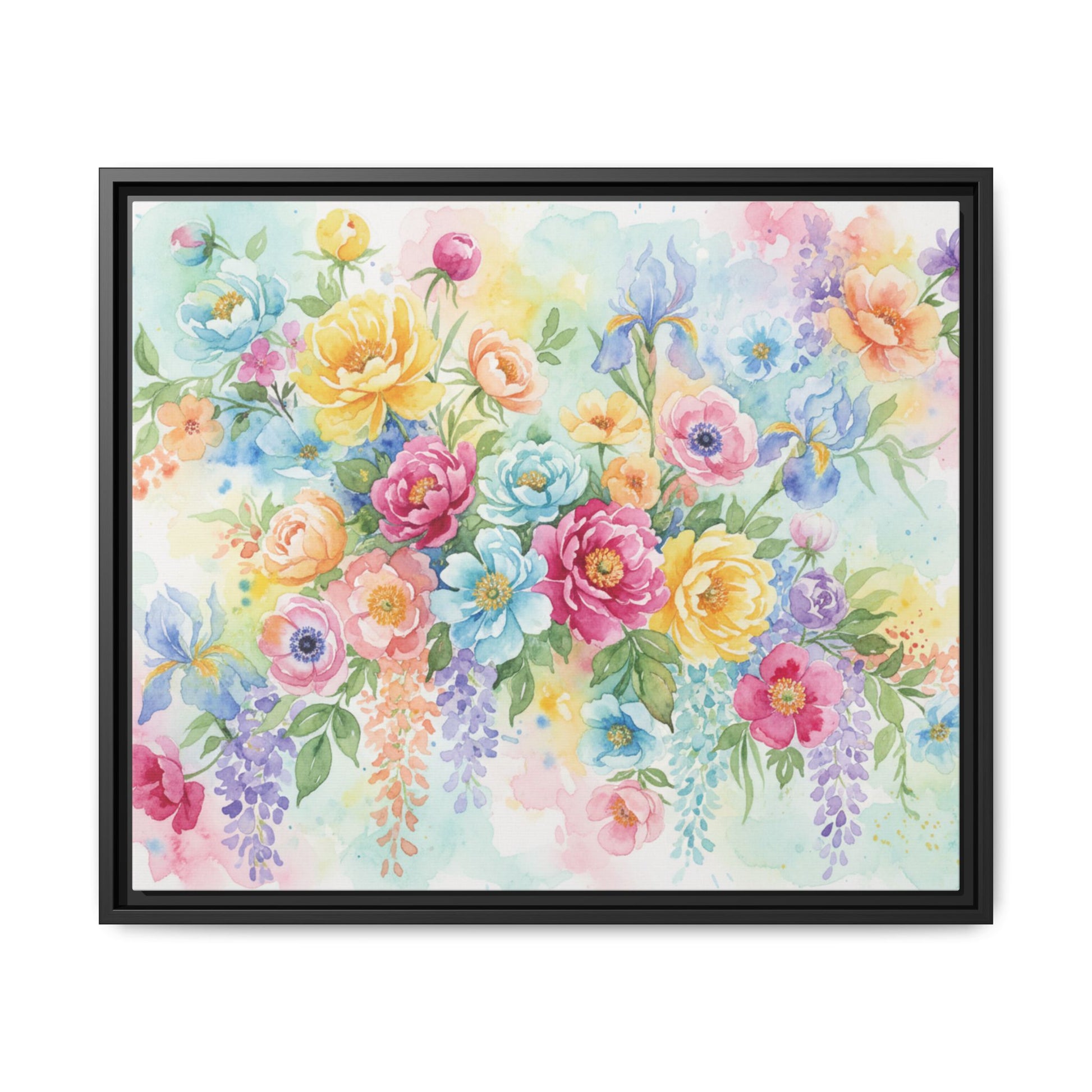 Watercolor Floral Bouquet Canvas, Framed Matte Wall Art | Multi-Color Wall Art