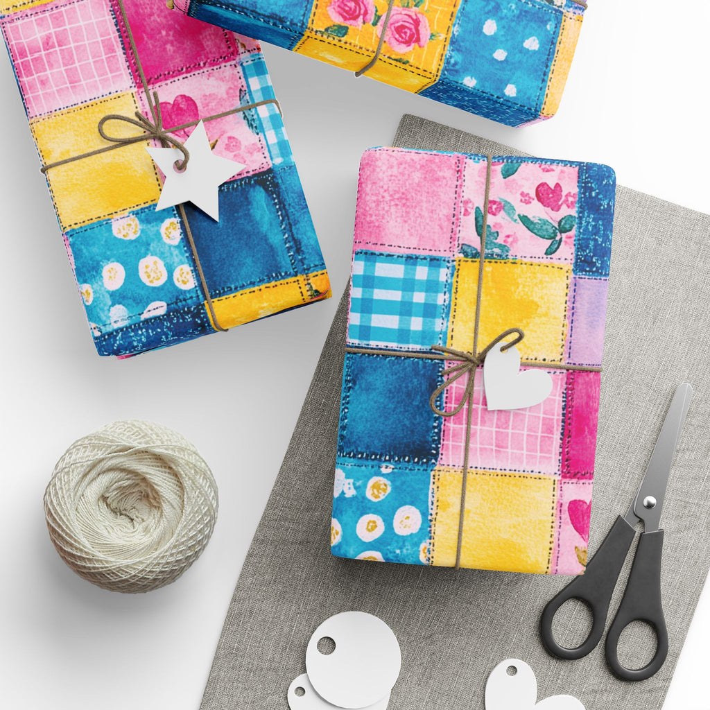 Pastel Patchwork Illusion Wrapping Paper — Soft Pastel Gift Wrap for Birthdays & Baby Showers