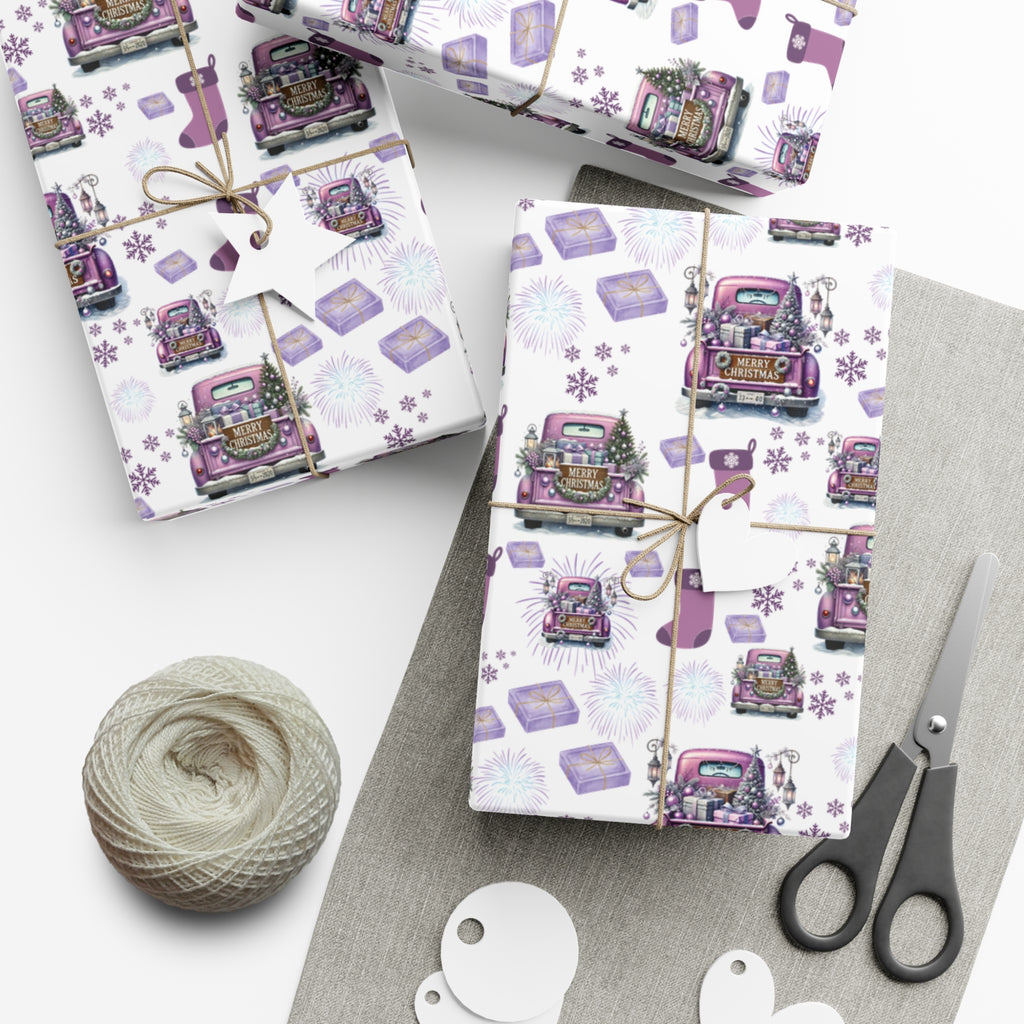 Elegant Lavender Christmas Wrapping Paper Soft Pastel Design with Snowflakes and Sparkling Accents, Perfect for Adding a Unique Touch to Your Holiday Gifts - MRSBYVALLE