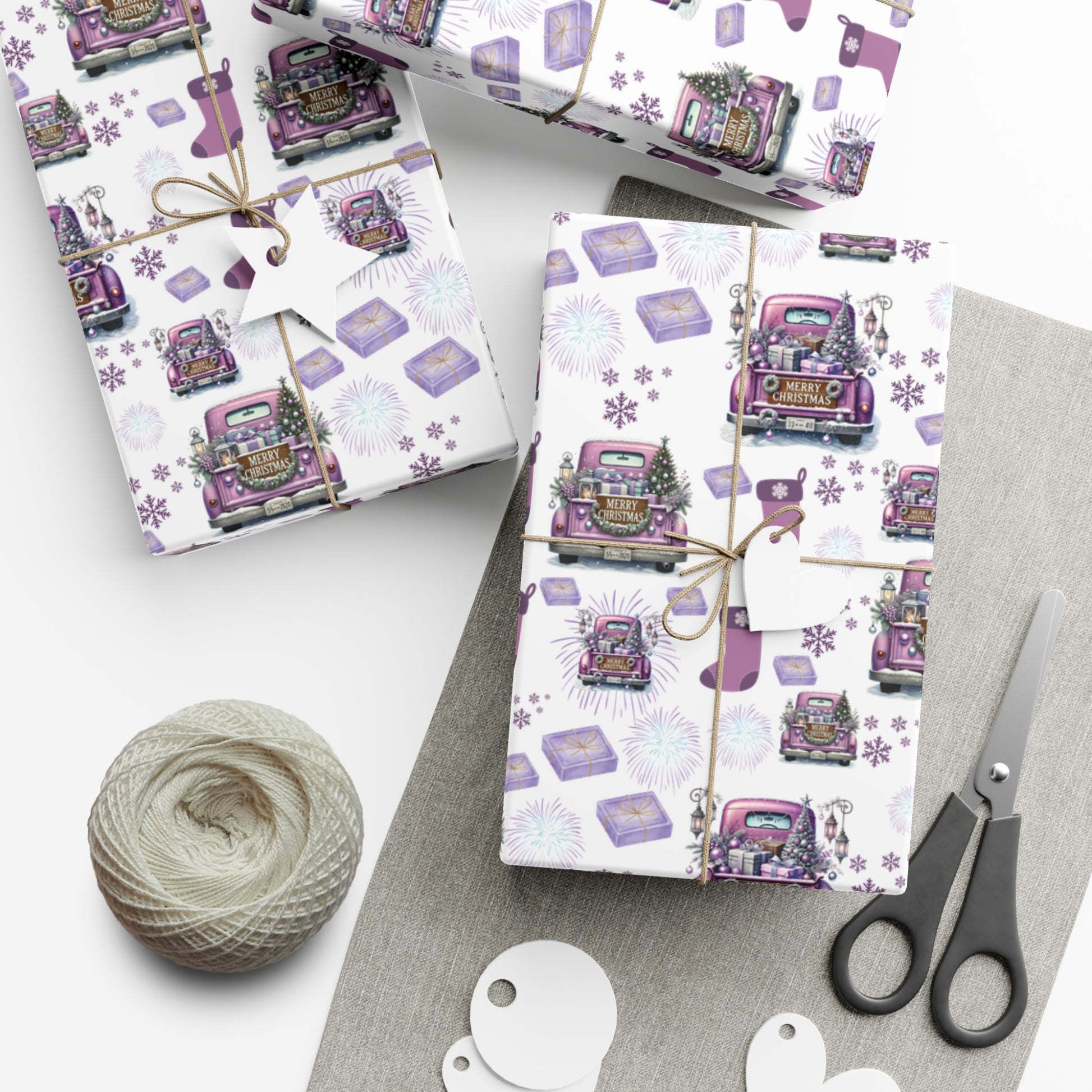 Elegant Lavender Christmas Wrapping Paper Soft Pastel Design with Snowflakes and Sparkling Accents, Perfect for Adding a Unique Touch to Your Holiday Gifts - MRSBYVALLE