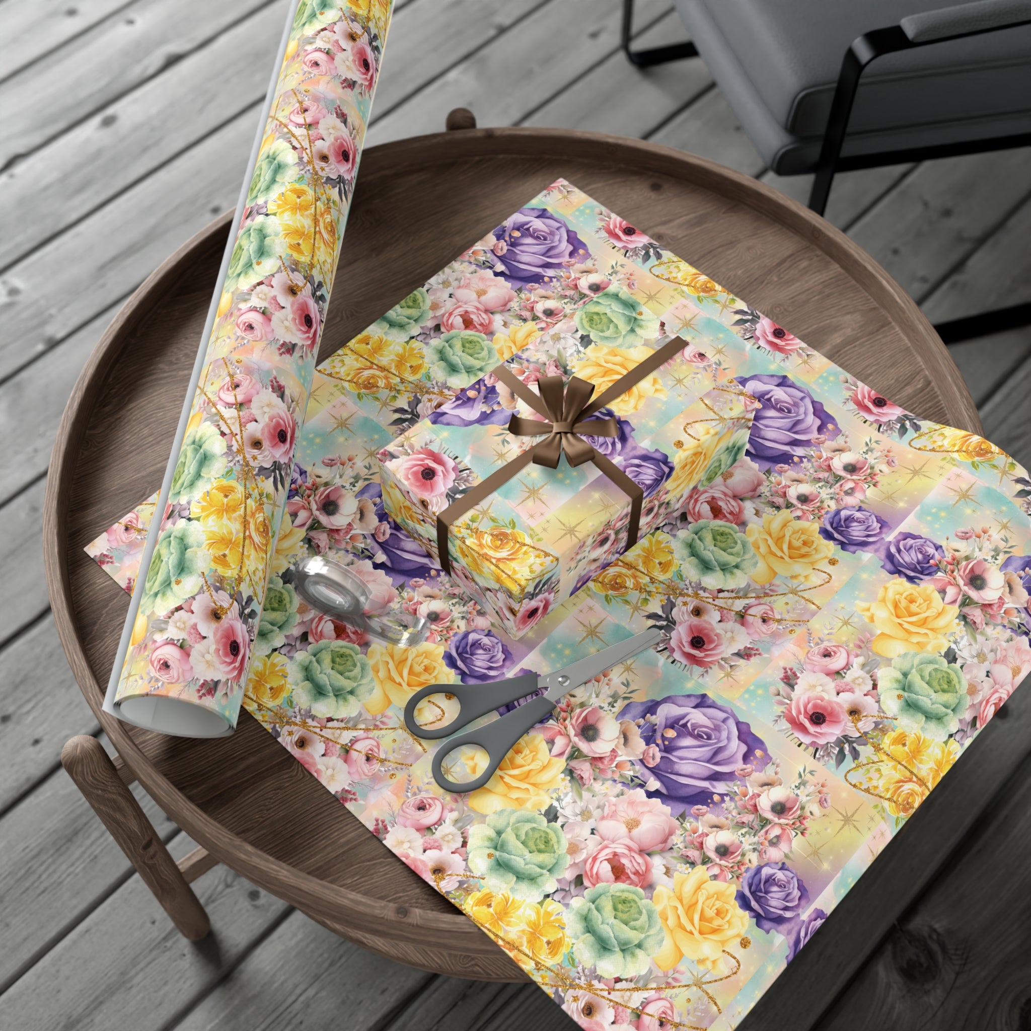 Pastel Floral Wrapping Paper | Vibrant Seasonal Blooms | Perfect for Birthdays, Special Occasions | Premium Quality Gifts Moms Weddings