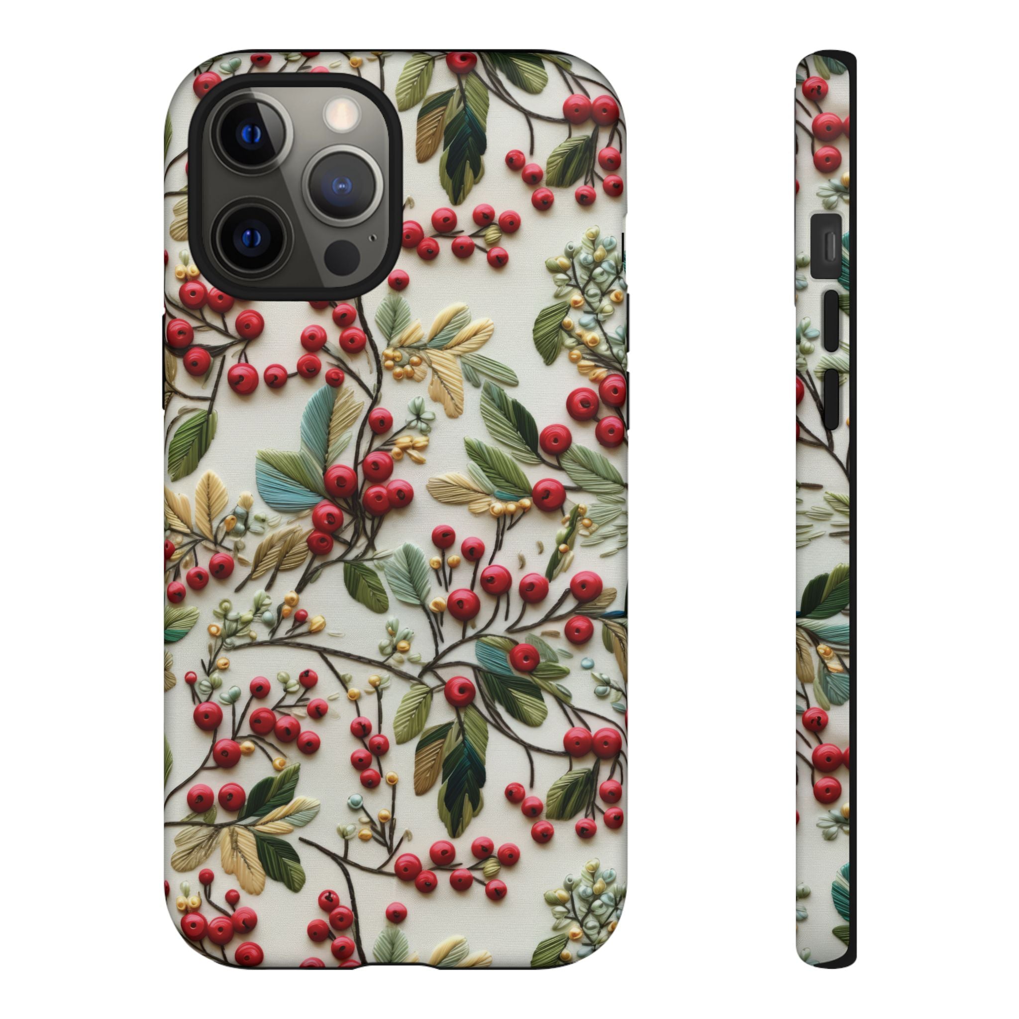 Holly Christmas Wildflowers Boho Chic Design Phone Case - Stylish, Protective Cover for All Models Gift for Mom Accessory Gift for Her