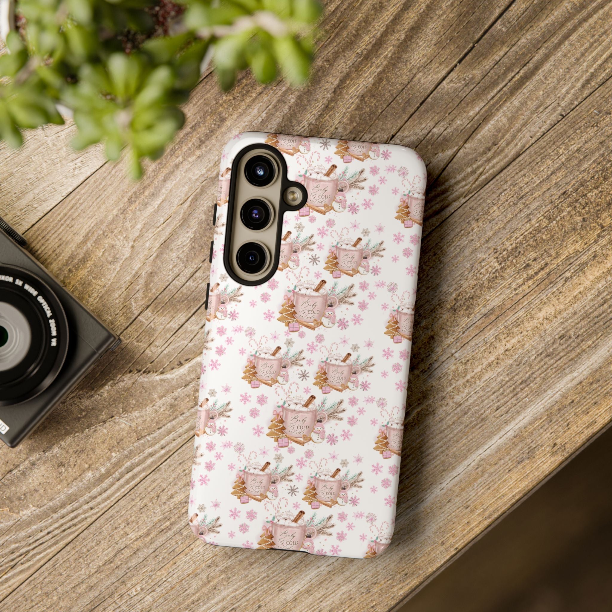 Baby it's Cold Outside Pink and White Phone Case Unique Holiday Protection for Your Device | Stylish & Durable Cover Gift for Her Phone 15, Samsung iPhone Samsung Accessory Gift for Her