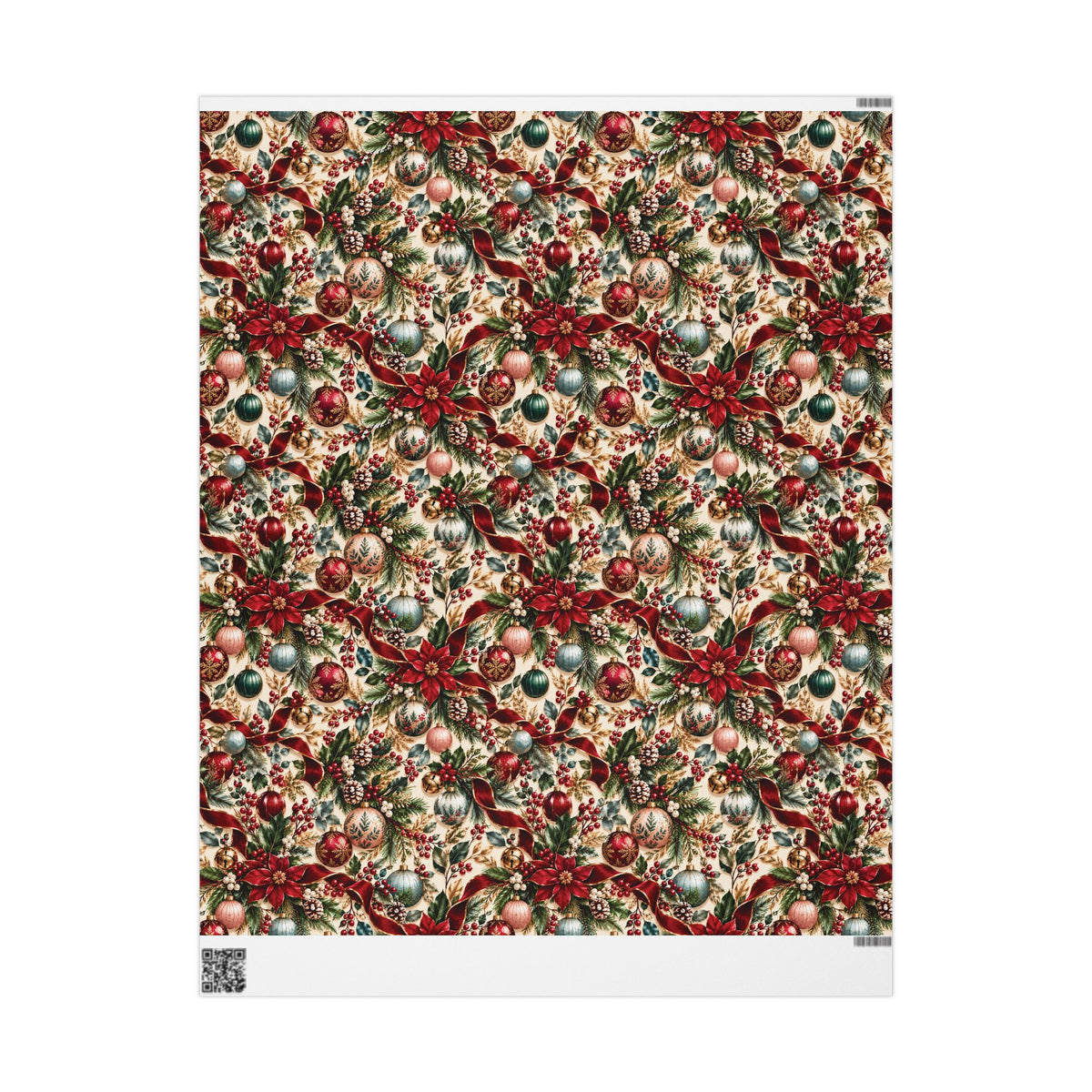 Vintage Christmas Poinsettia Wrapping Paper