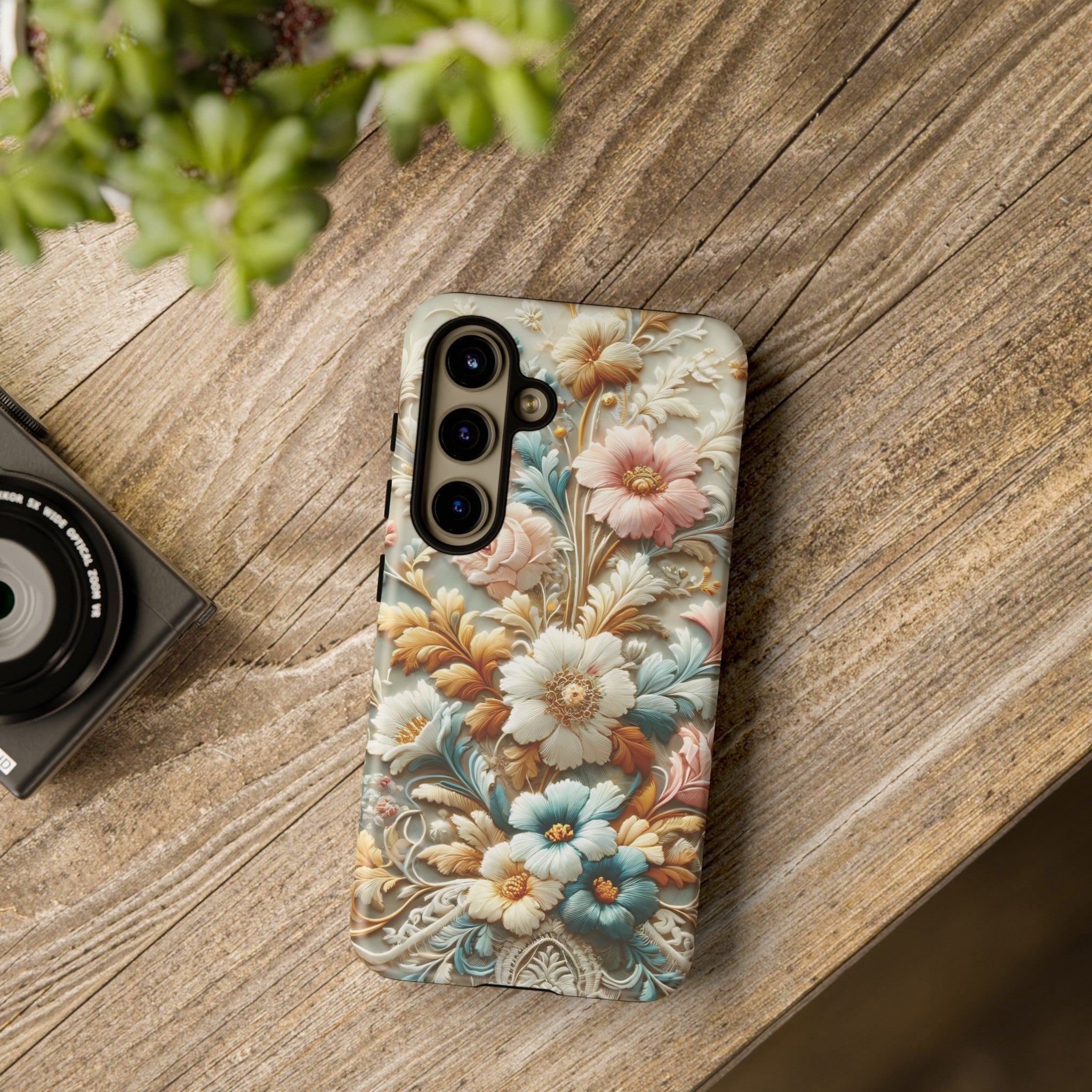 3D Elegant Faux Flowers Phone Case Stylish & Durable for iPhone Samsung Gift iPhone 15, 14, 13 Samsung Pixel Gift for Mom Accessory Gift for Her