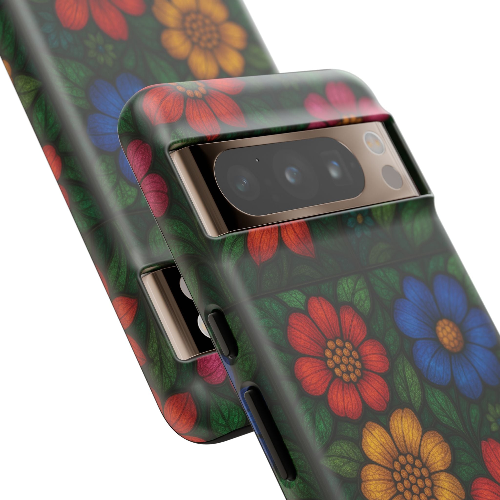 Coque de téléphone effet vitrail floral lumineux Art abstrait coloré, Étui de protection esthétique pour iPhone, Samsung et Google, Idée cadeau unique pour maman