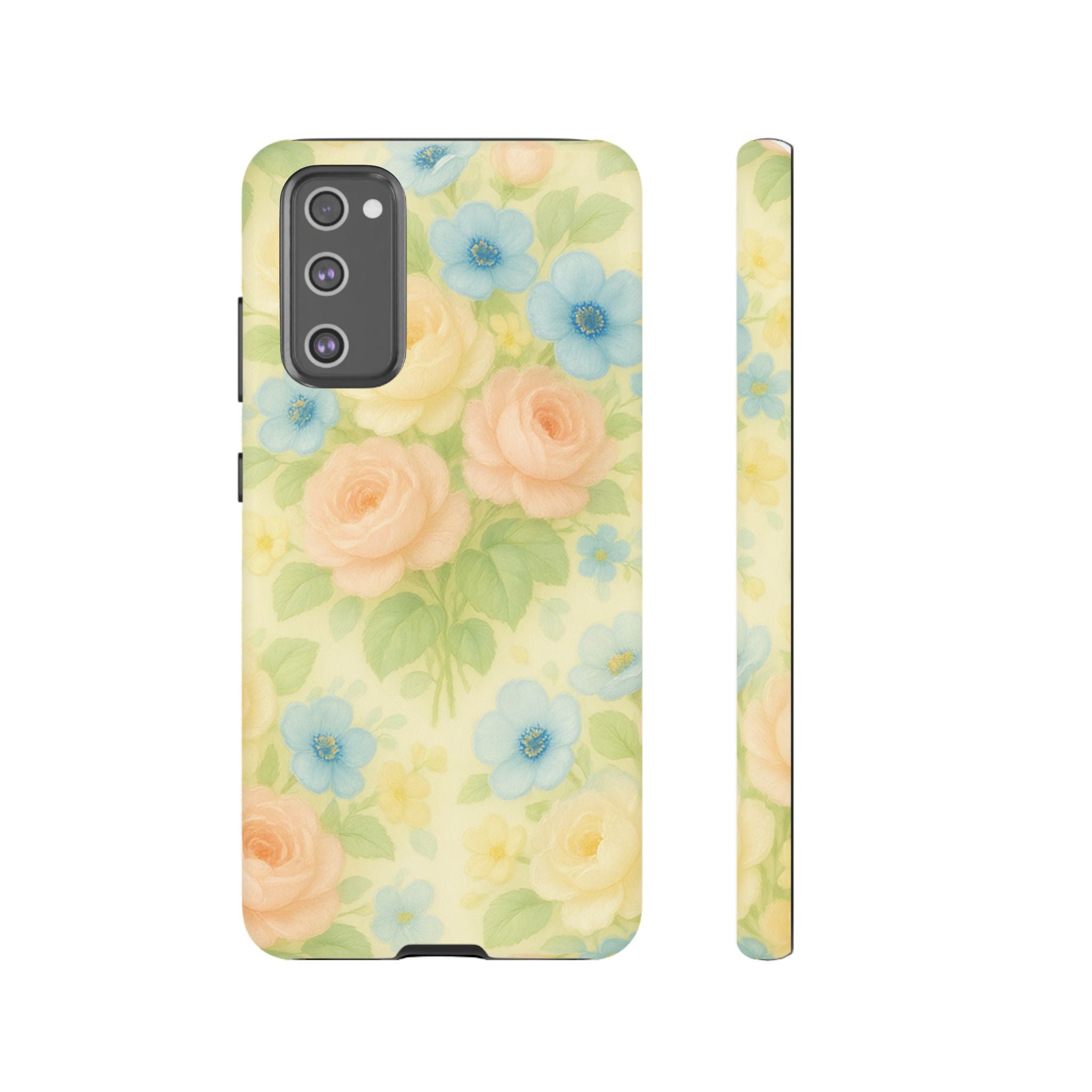 Pastel Yellow Vintage Floral Phone Case  Romantic Cottagecore Aesthetic, Soft Botanical Design, Protective Gift for Her, Fits iPhone & Samsung Models