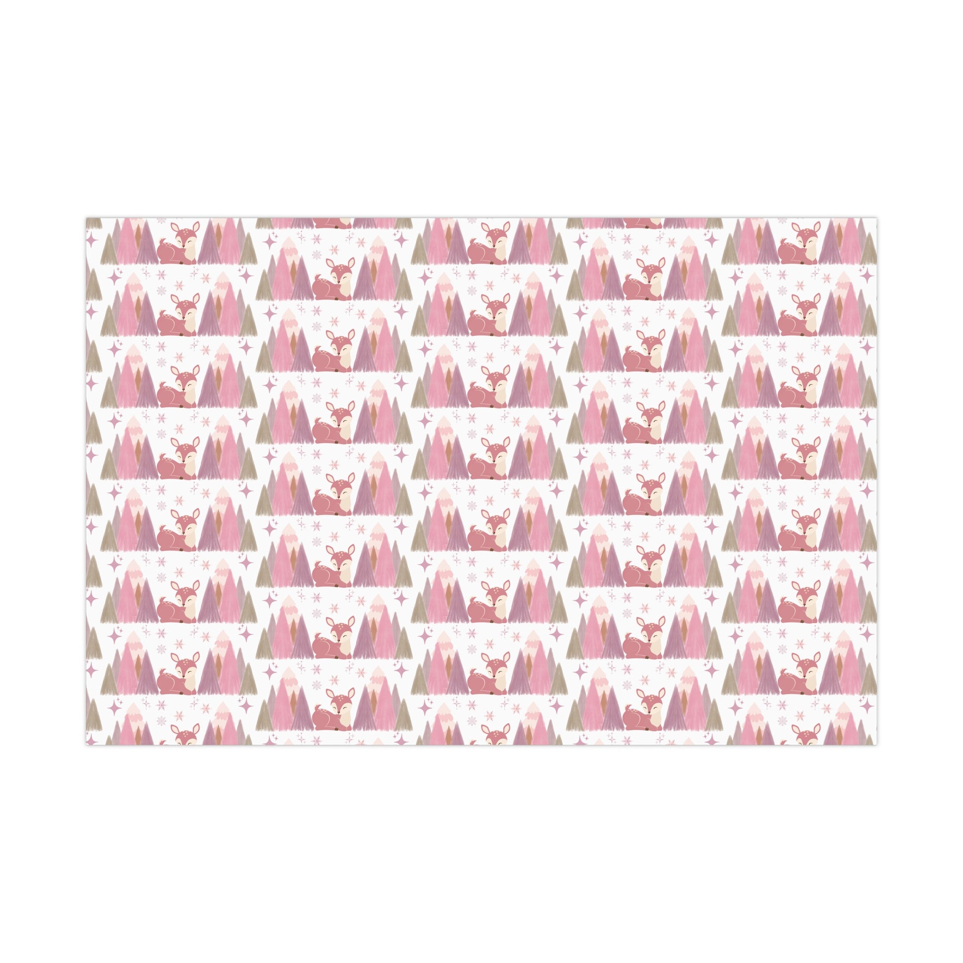 Pink and Lavender Deer Wrapping Paper, Whimsical Christmas Gift Wrap, Pastel Holiday Paper, Winter Wonderland Theme, Elegant Xmas Packaging