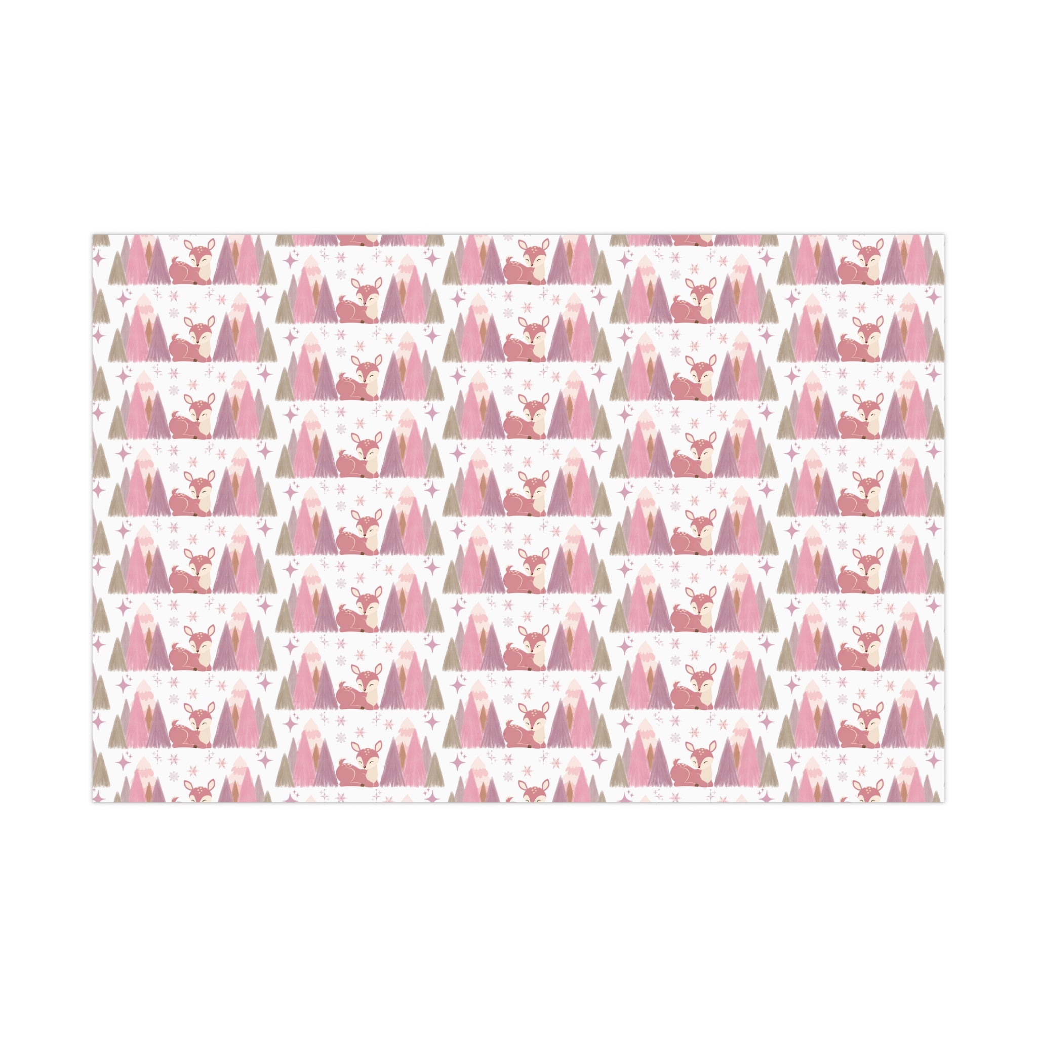 Pink and Lavender Deer Wrapping Paper, Whimsical Christmas Gift Wrap, Pastel Holiday Paper, Winter Wonderland Theme, Elegant Xmas Packaging