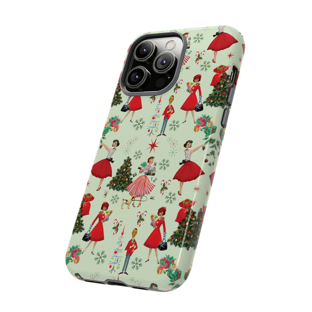 1950s Vintage Phone Case - Retro Christmas Design | Unique Holiday Protection for Your Device | Stylish & Durable Cover Gift for Her Phone 15, Samsung iPhone Samsung Accessory Gift for Her