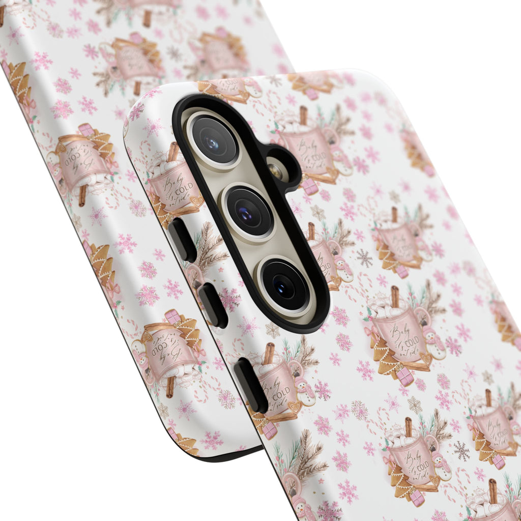 Baby it's Cold Outside Pink and White Phone Case Unique Holiday Protection for Your Device | Stylish & Durable Cover Gift for Her Phone 15, Samsung iPhone Samsung Accessory Gift for Her