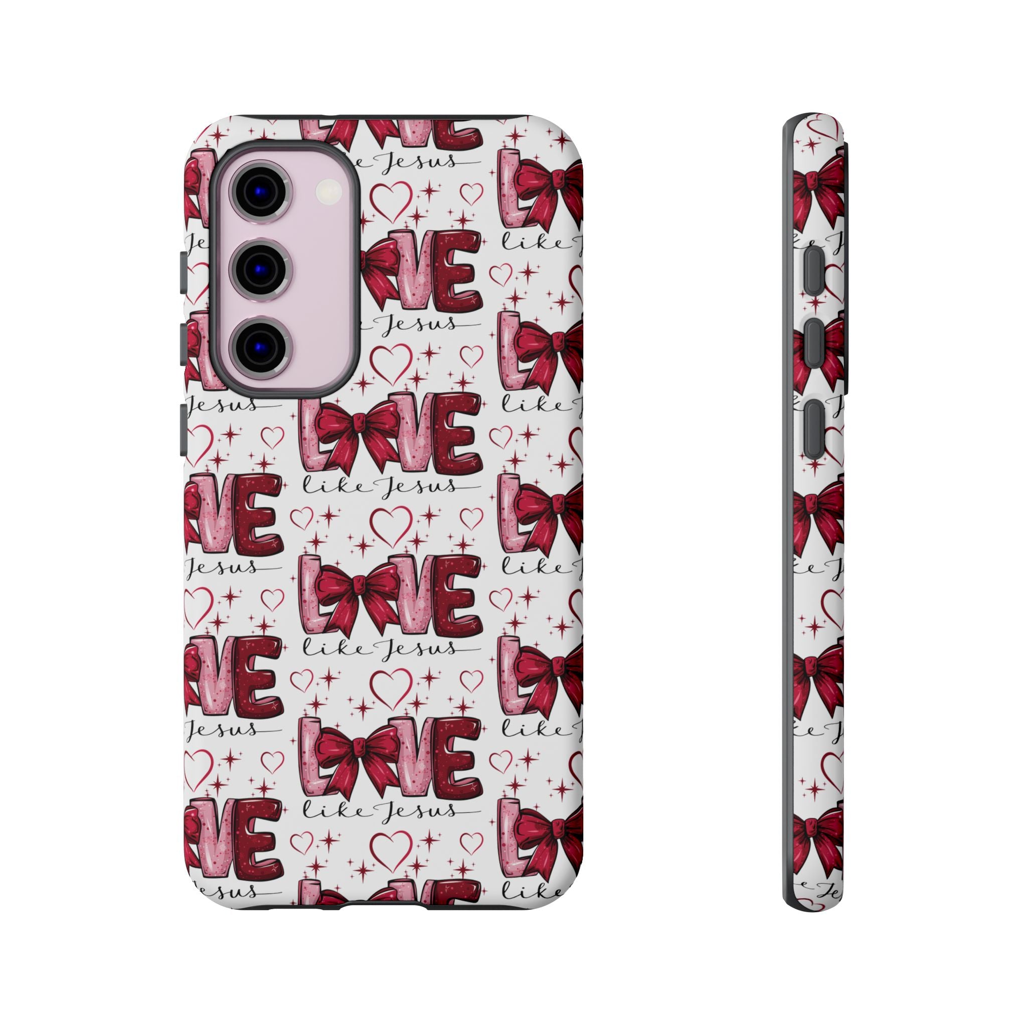 Love Like Jesus Red Bows and Hearts—Tough, Faithful Phone Cases & Religious iPhone Accessories: Protect Your Device & Show Your Faith