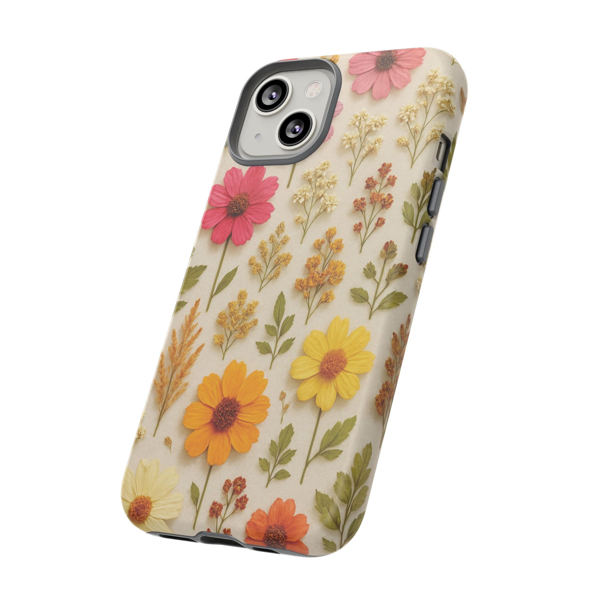 Dried Flowers Illusion Phone Case – Realistic Botanical Aesthetic, Colorful Pressed Floral Art, Trendy Nature-Inspired Protective Cover  iPhone & Samsung Models