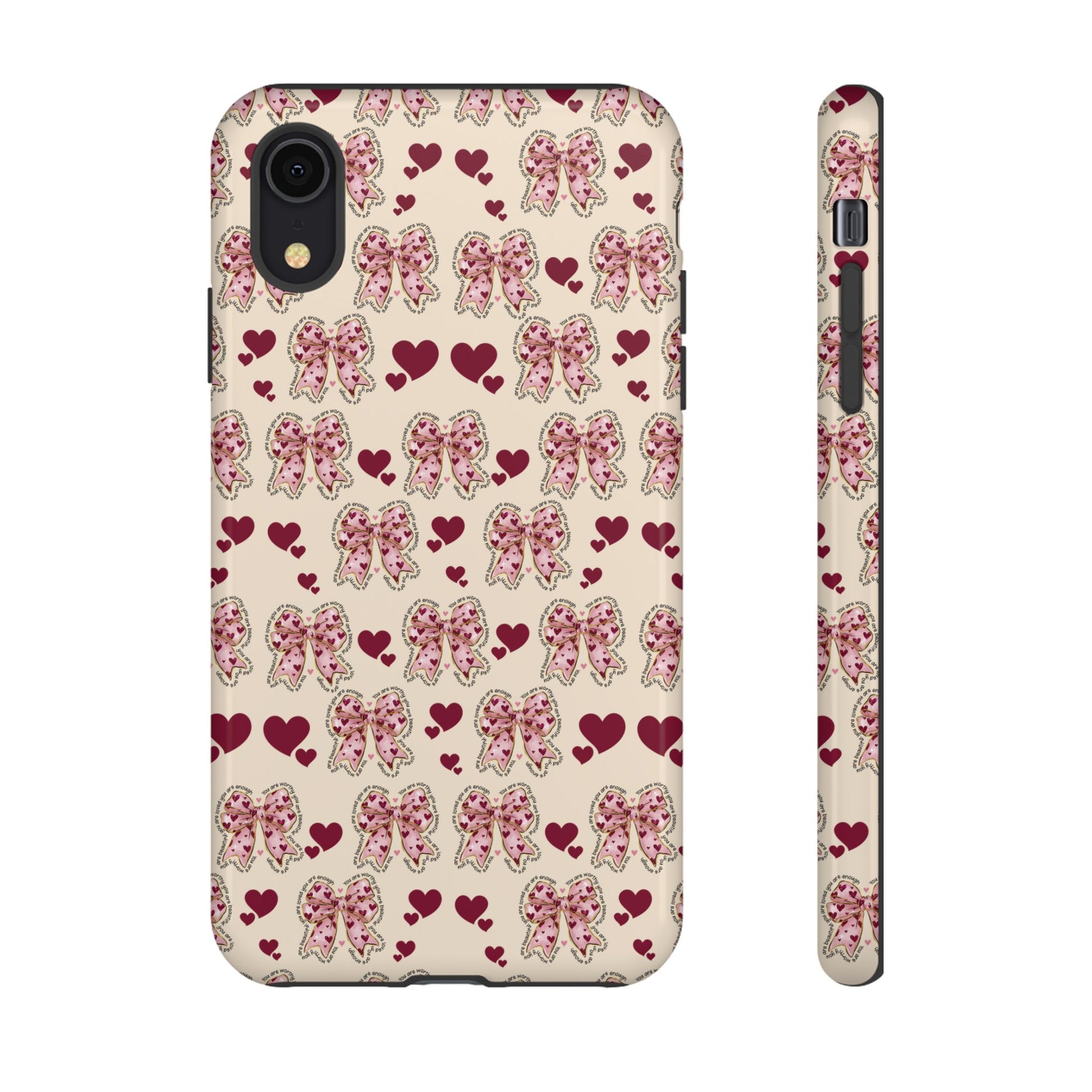 Charming Hearts & Pink Bows Phone Case Stylish & Durable Protection for Your Device | Scratch-Resistant, Slim Fit, and Lightweight Design for Everyday Use for iPhone & Android | Fresh Nature-Inspired Design!