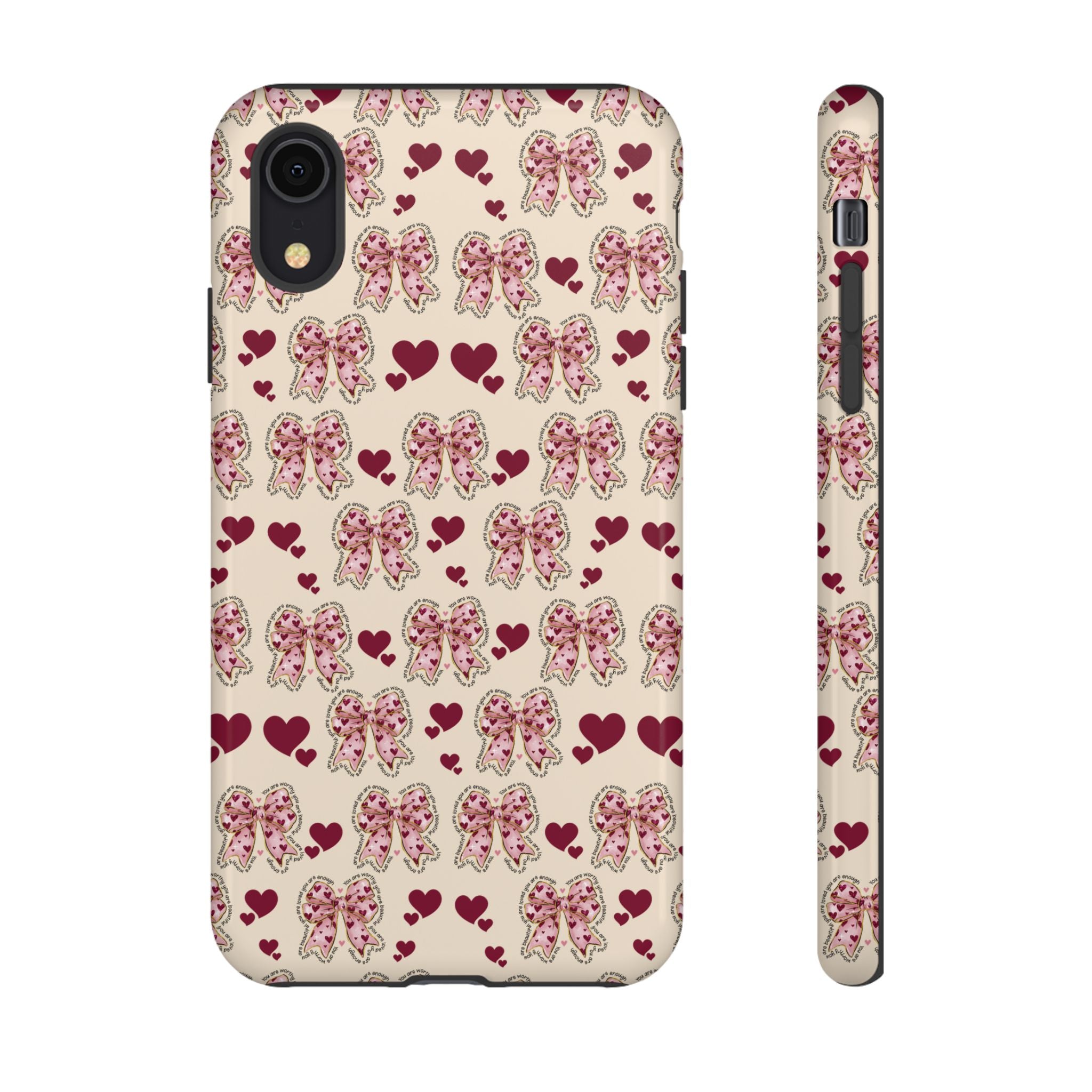 Charming Hearts & Pink Bows Phone Case Stylish & Durable Protection for Your Device | Scratch-Resistant, Slim Fit, and Lightweight Design for Everyday Use for iPhone & Android | Fresh Nature-Inspired Design!