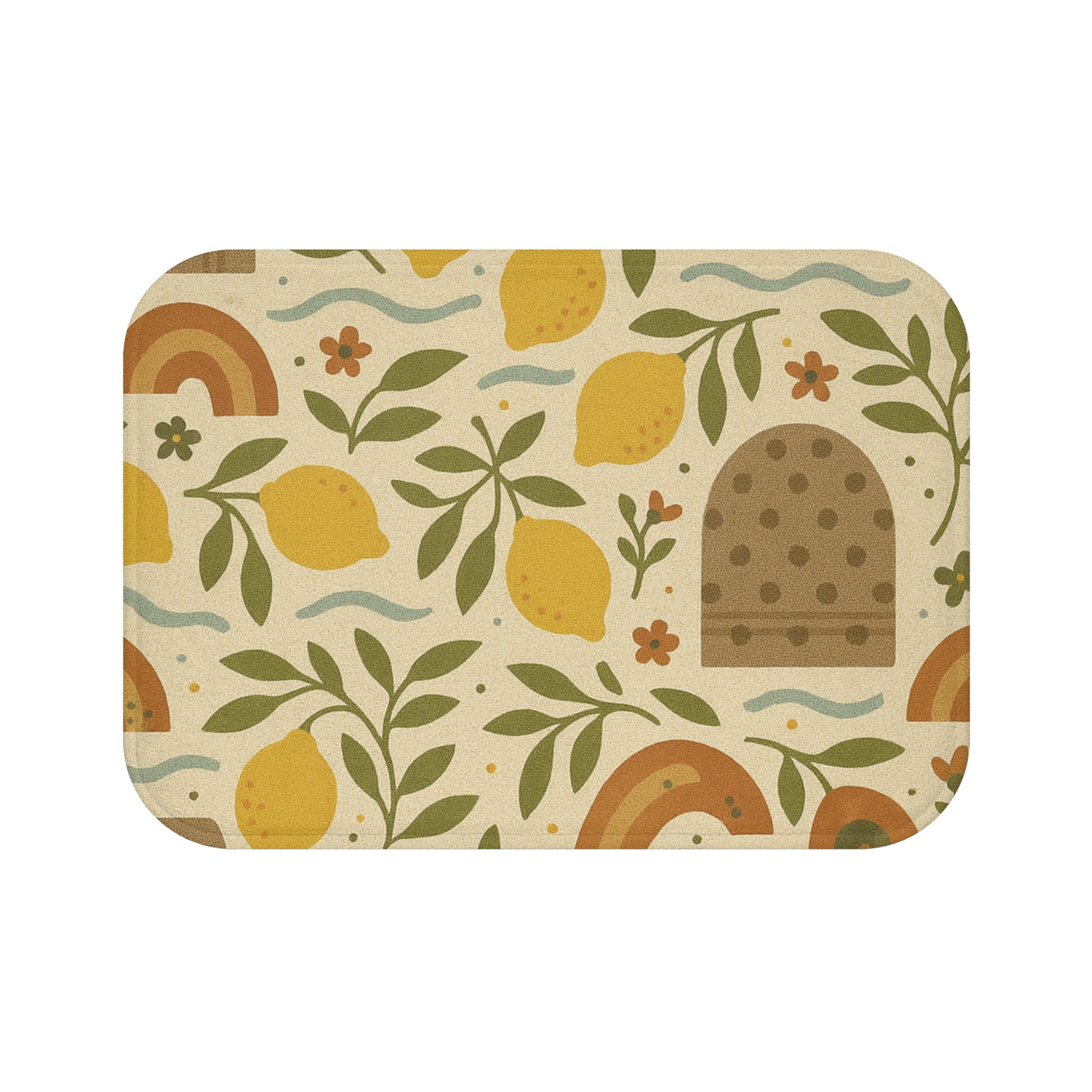 Boho Lemons and Floral Lavender Bathmat Tropical Floral Print with for a Bold, Elegant Bathroom Upgrade Comfort Home