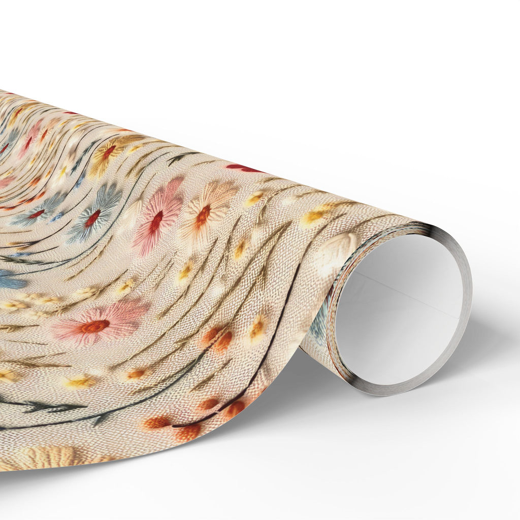 BOHO 3D Illusion Wildflowers Gift Wrap it's Perfect for Weddings, Bridal and Baby Showers Eco-Friendly, Vibrant Design in Matte Satin, All Occasion