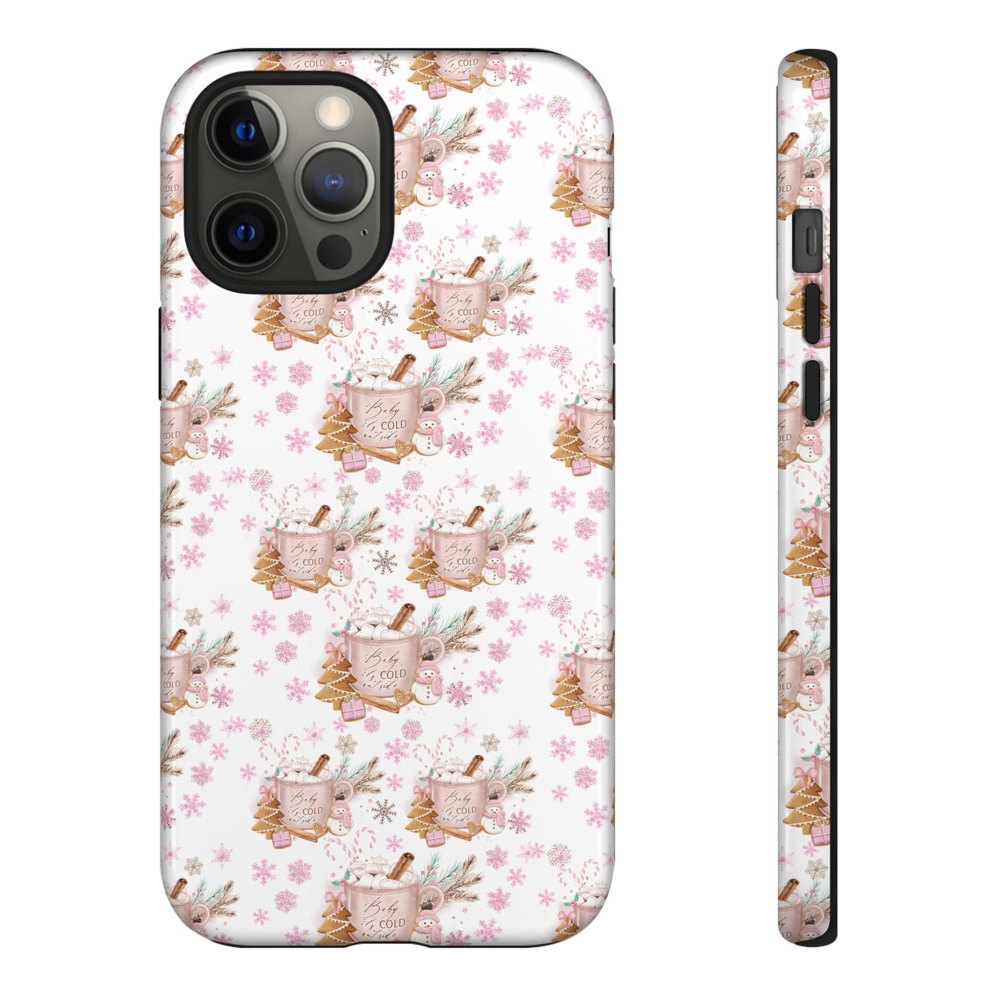 Baby it's Cold Outside Pink and White Phone Case Unique Holiday Protection for Your Device | Stylish & Durable Cover Gift for Her Phone 15, Samsung iPhone Samsung Accessory Gift for Her
