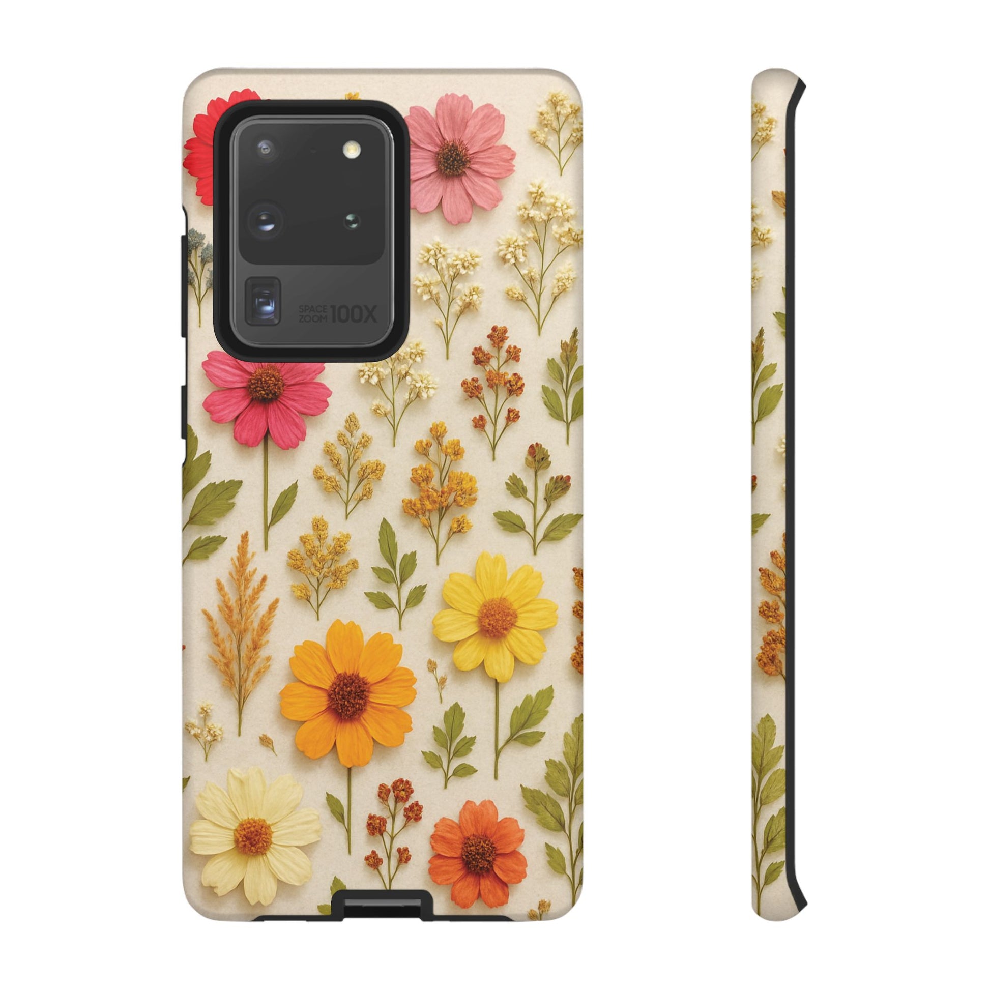 Dried Flowers Illusion Phone Case – Realistic Botanical Aesthetic, Colorful Pressed Floral Art, Trendy Nature-Inspired Protective Cover  iPhone & Samsung Models