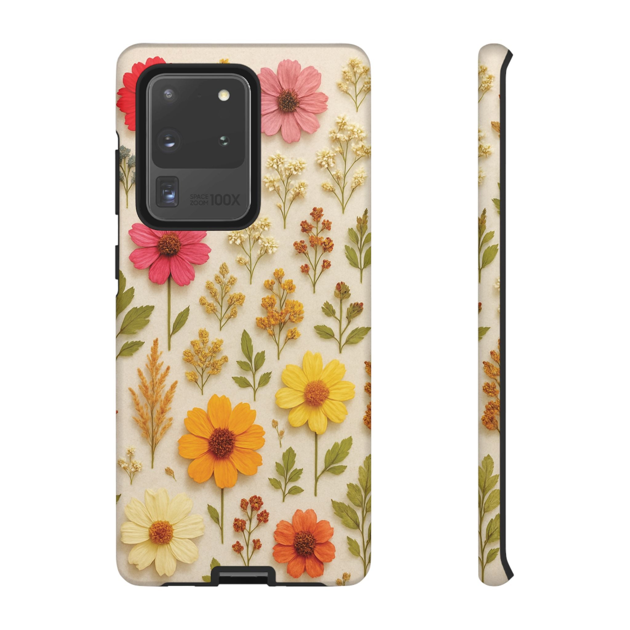 Dried Flowers Illusion Phone Case – Realistic Botanical Aesthetic, Colorful Pressed Floral Art, Trendy Nature-Inspired Protective Cover  iPhone & Samsung Models