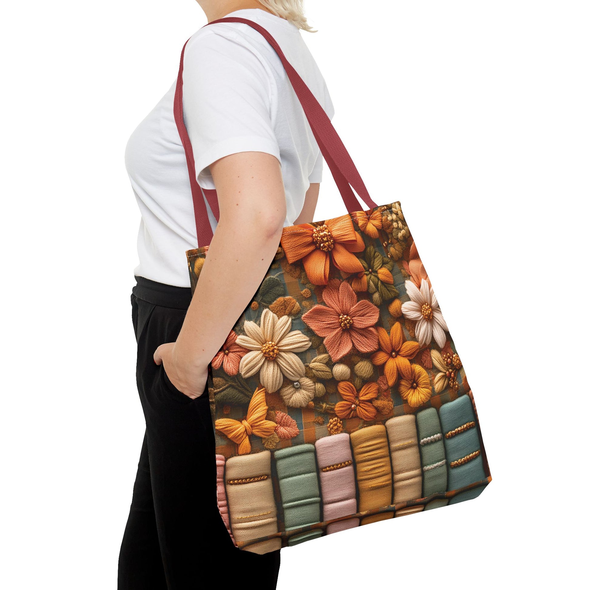 Boho Floral 3D Illusion Tote with Books Design Stylish and Functional Bag for Everyday Use Durable, Reusable, and Perfect for Book Lovers and Boho Enthusiasts Season - MRSBYVALLE