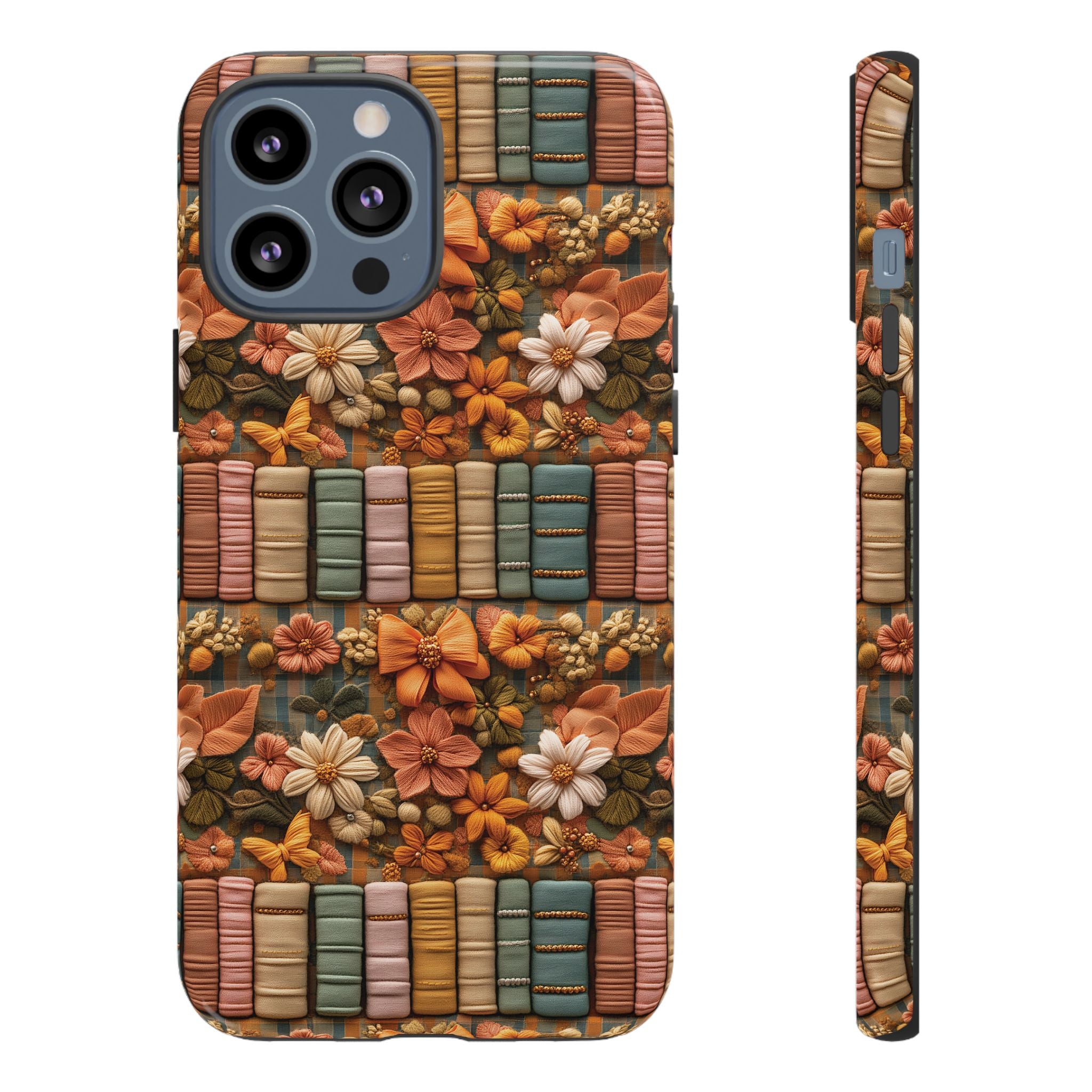 3D Illusion Boho Floral and Books Phone Case Gift for Her Phone 15, Samsung iPhone Samsung Gift for Her Case iPhone 15, Samsung iPhone Samsung Accessory Gift for Her