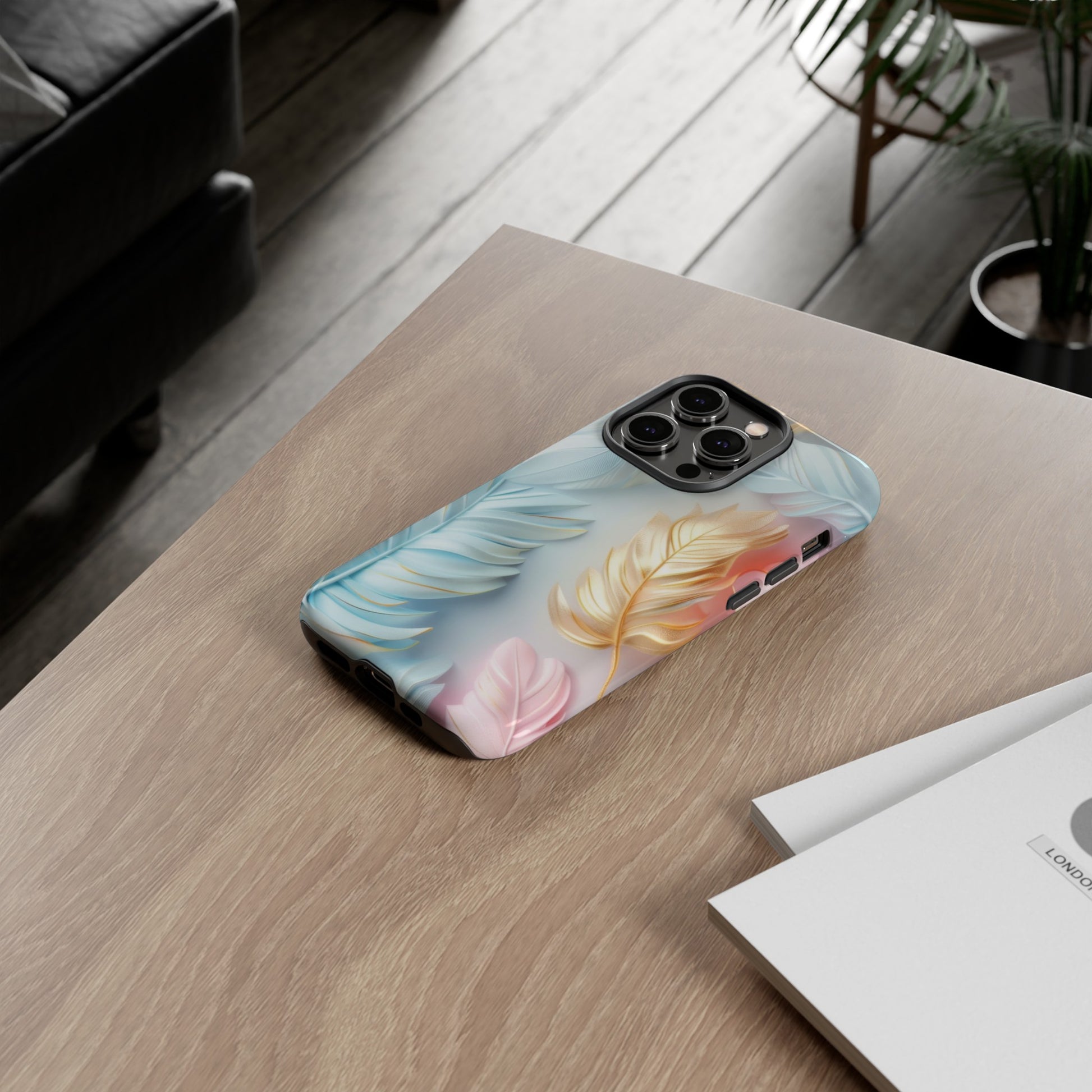 Pastel Feathers Protective Phone Case Gift for Her Phone 15, Samsung iPhone Samsung Gift for Her Case iPhone 15, Samsung iPhone Samsung Accessory Gift for Her