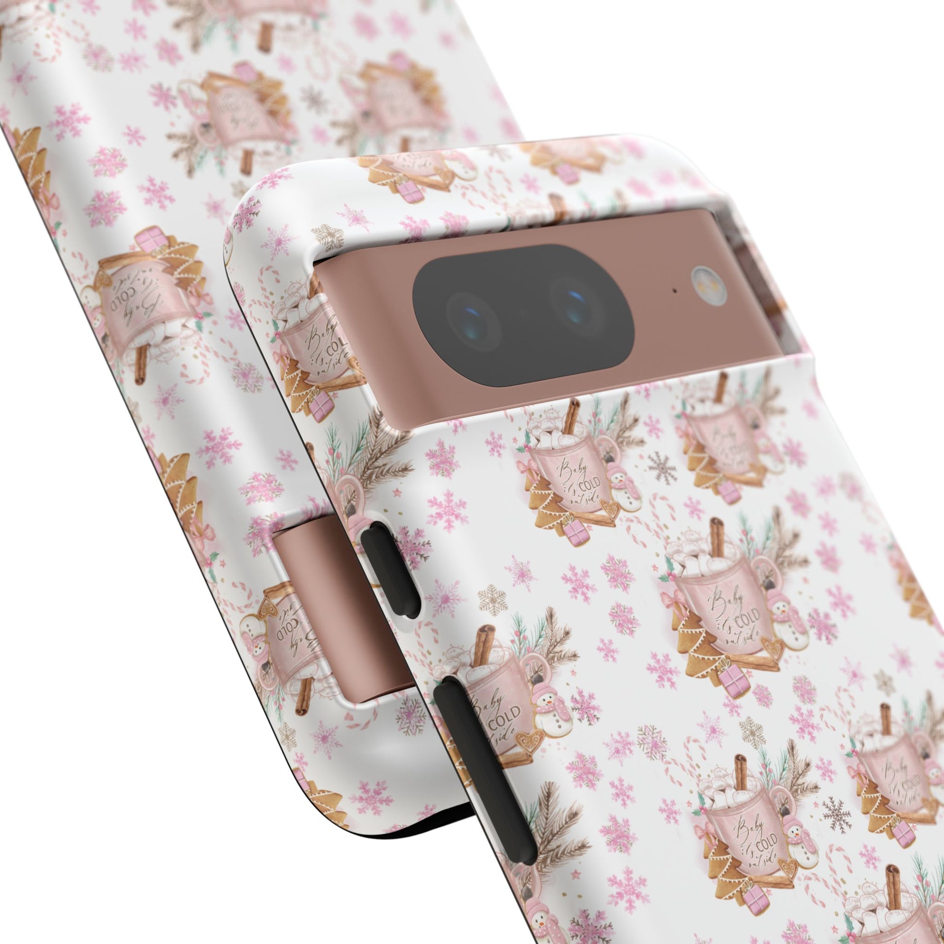 Baby it's Cold Outside Pink and White Phone Case Unique Holiday Protection for Your Device | Stylish & Durable Cover Gift for Her Phone 15, Samsung iPhone Samsung Accessory Gift for Her