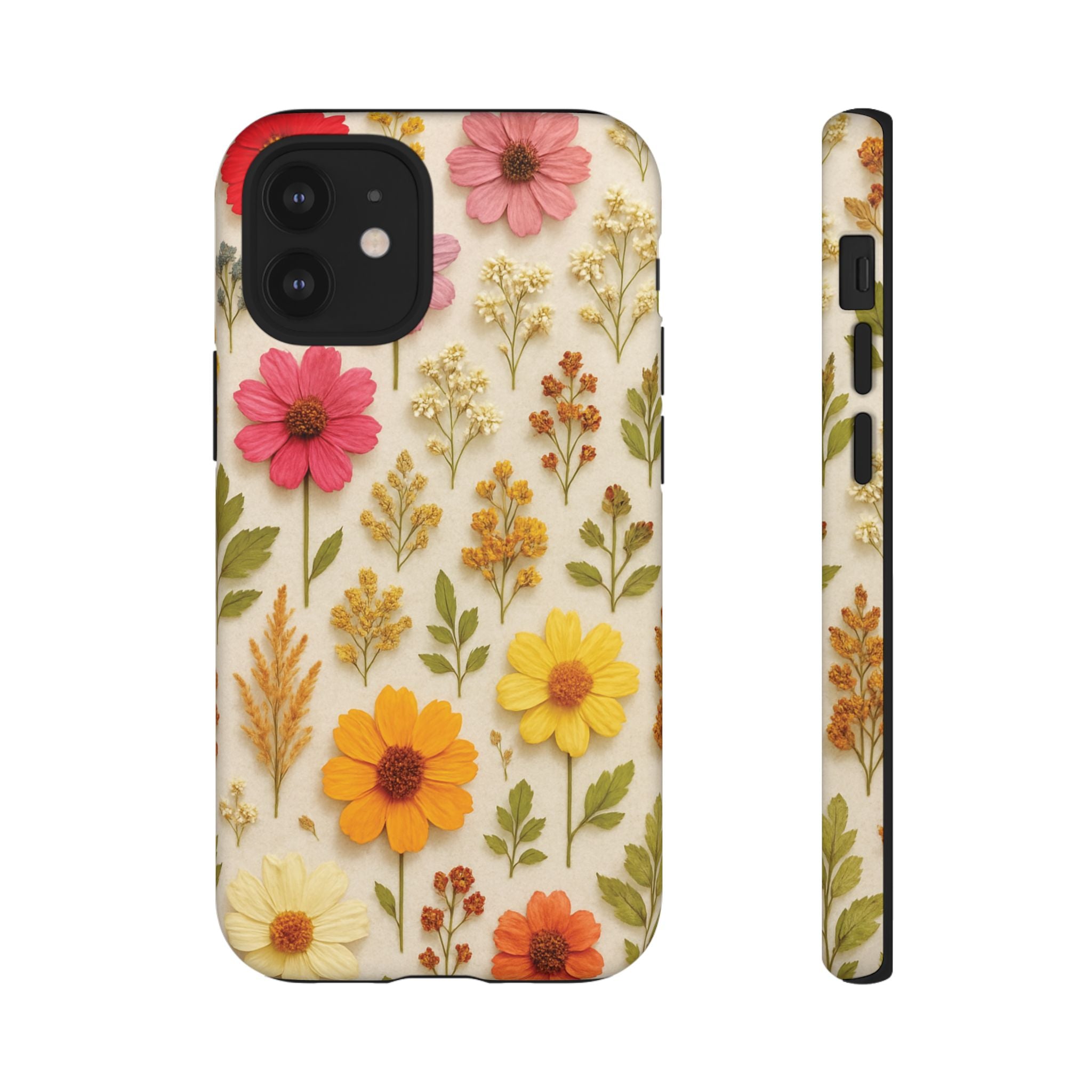 Dried Flowers Illusion Phone Case – Realistic Botanical Aesthetic, Colorful Pressed Floral Art, Trendy Nature-Inspired Protective Cover  iPhone & Samsung Models