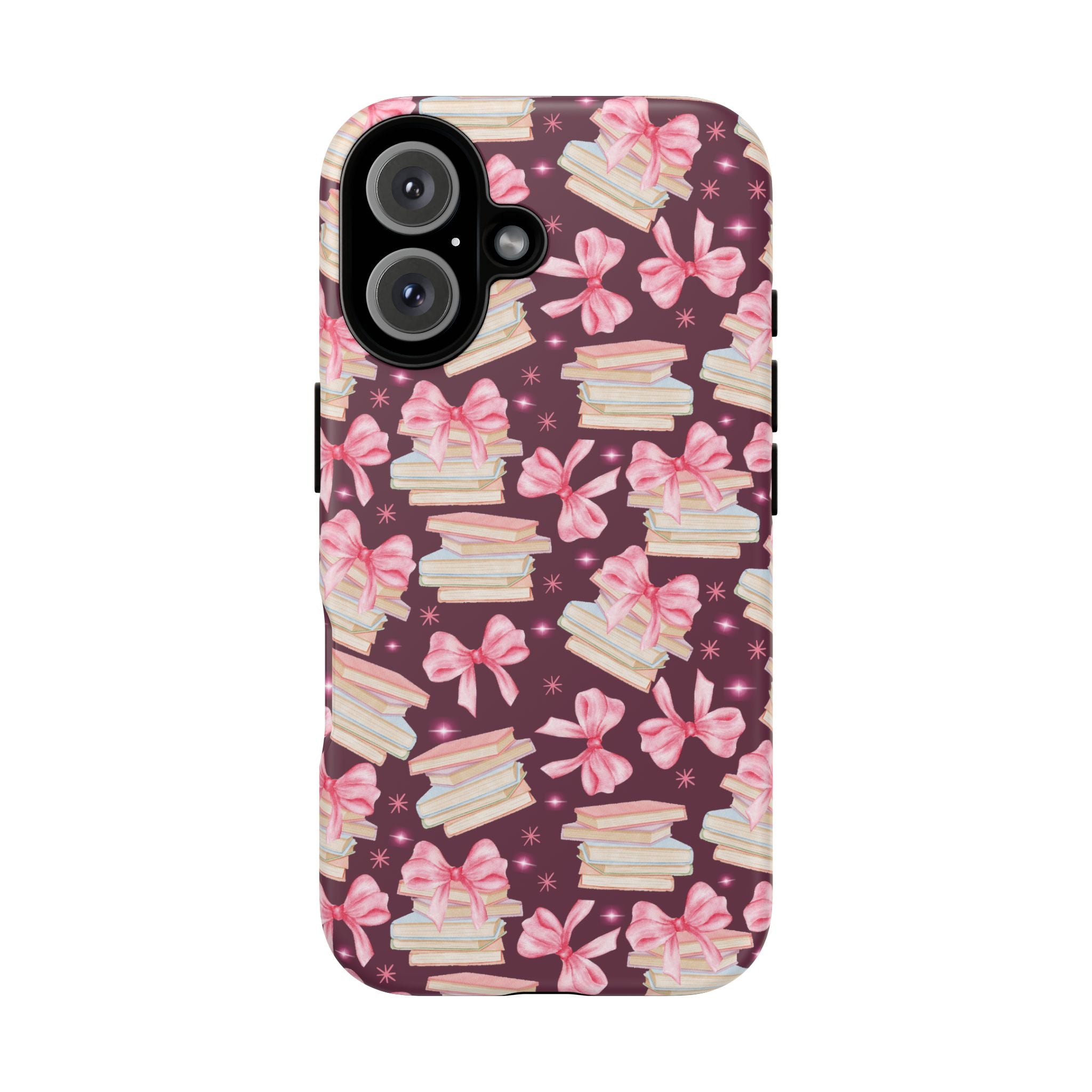 Coquette Pink Bows & Books Phone Case for iPhone 17 and Samsung, Pixel | Stylish Protective Cover Gift for Her Perfect for Floral Lover