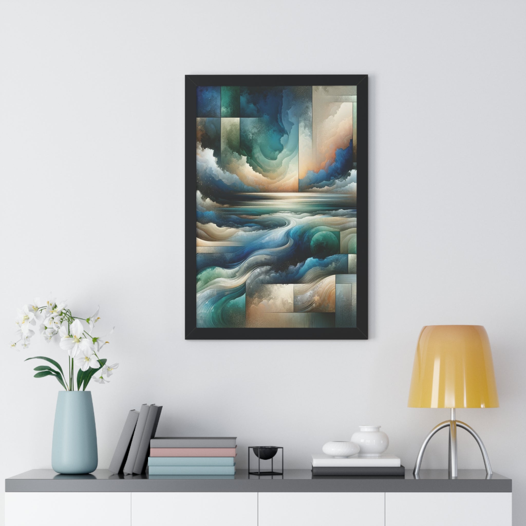 Contemporary Elegance Abstract Modern Art Framed Canvas Print Wall Classic Encased in Black, White, or Walnut Frames with Durable Acrylic Protection Ready to Hang Timelessly Crafted..