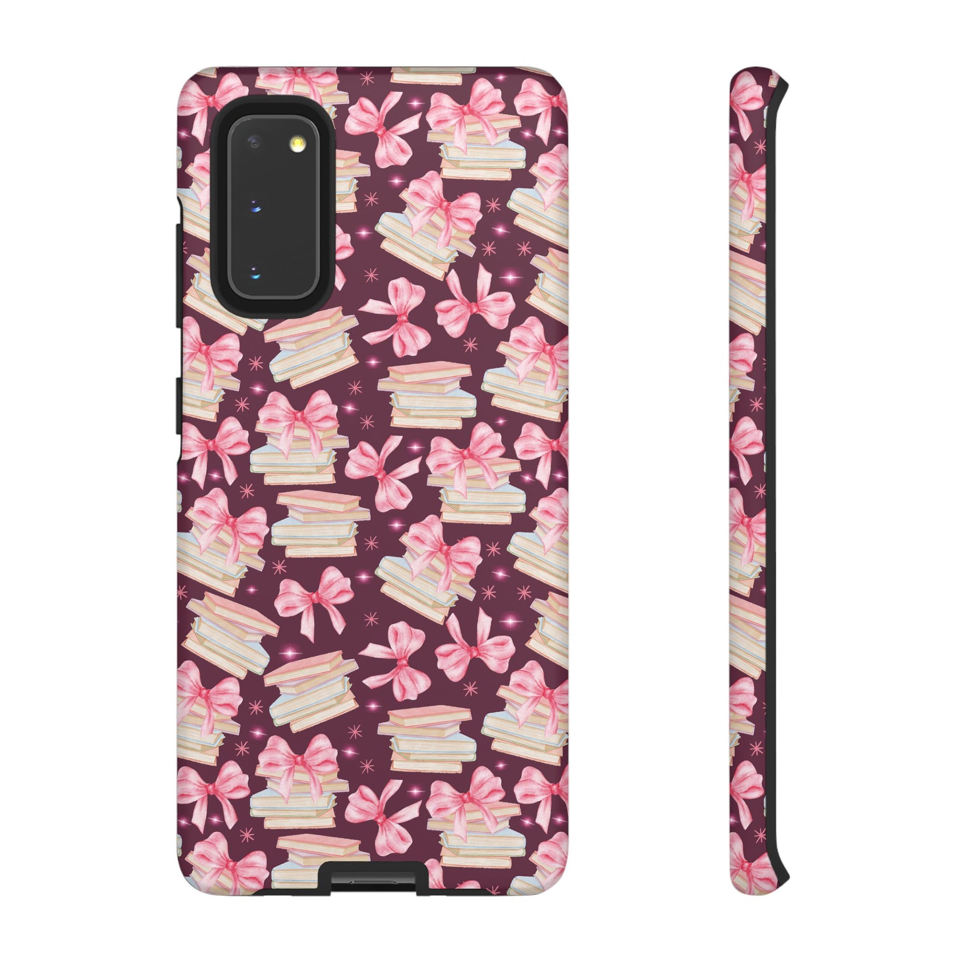 Coquette Pink Bows & Books Phone Case for iPhone 16 15 14 13 12  21 23 Samsung, and Pixel | Stylish Protective Cover Gift for Her Perfect for Floral Lover
