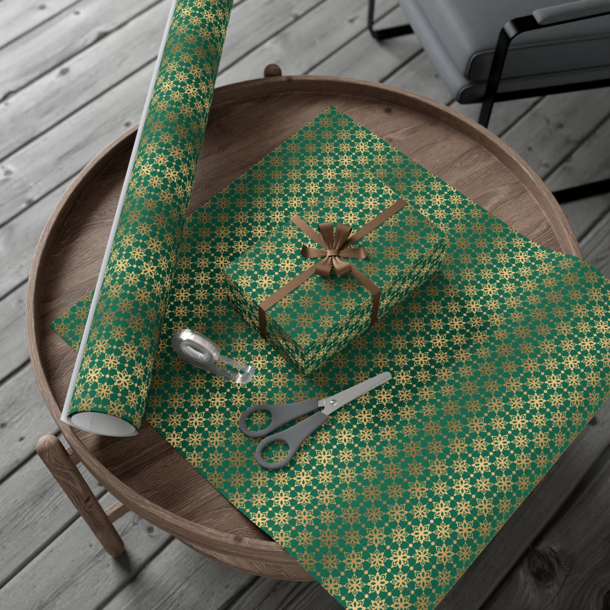 Elegant Luxuries Emerald Green Wrapping Paper with Gold Accents Perfect for Christmas Gifts, Weddings, & Special Occasions – Premium Quality Gift Wrap for Luxurious Presentation - MRSBYVALLE