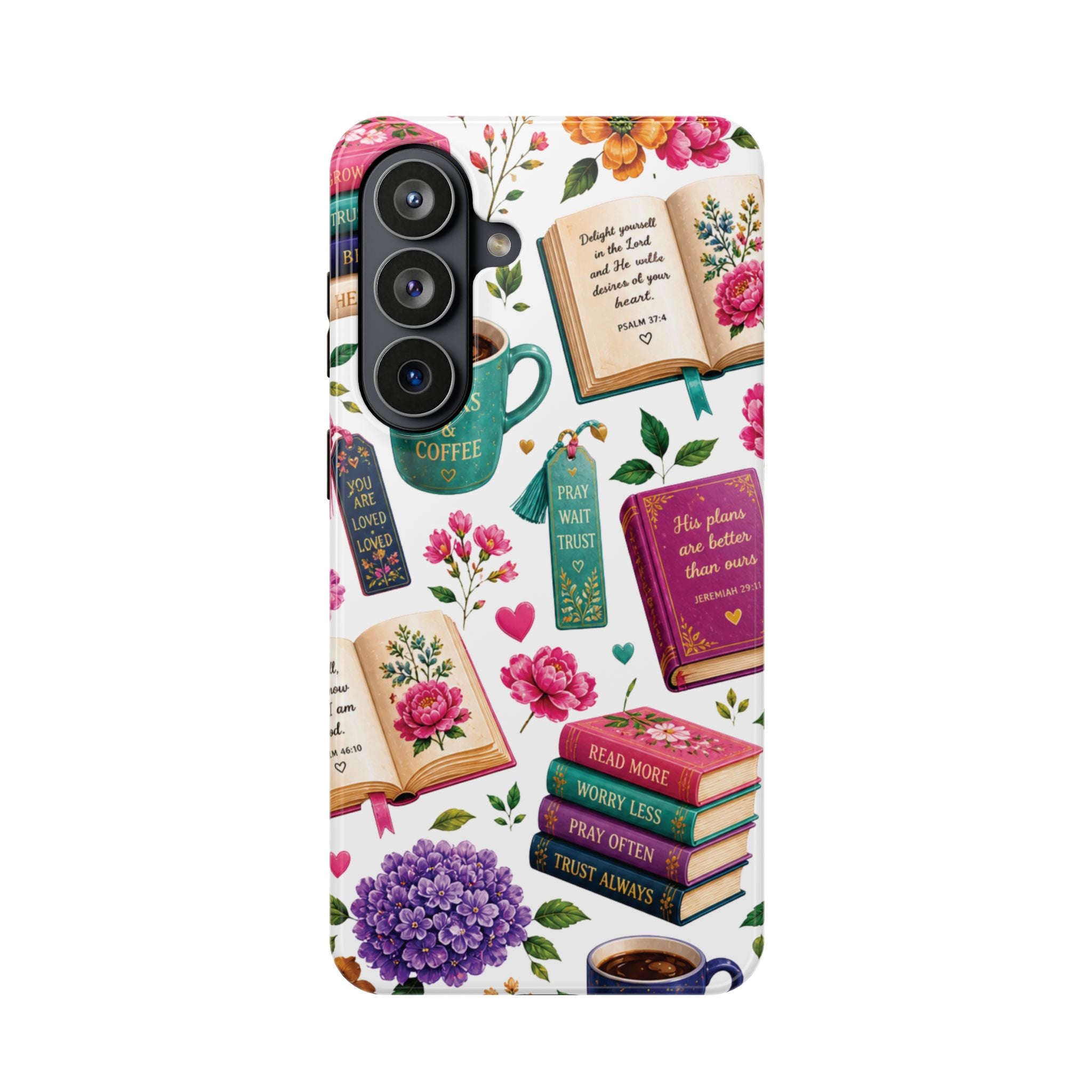 Christian Books & Coffee Phone Case — Magnetic Impact-Resistant Christian Gift