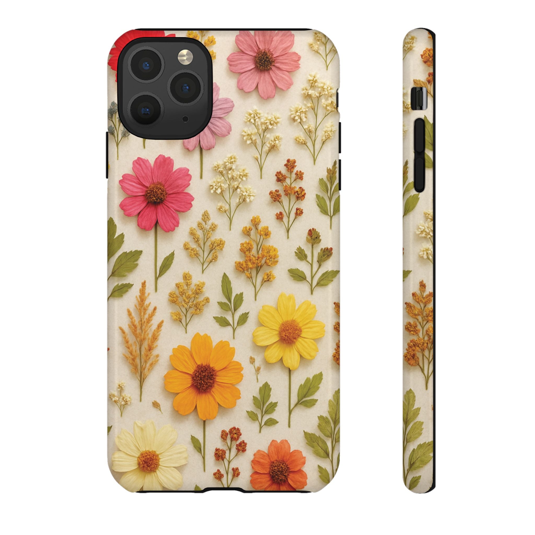 Dried Flowers Illusion Phone Case – Realistic Botanical Aesthetic, Colorful Pressed Floral Art, Trendy Nature-Inspired Protective Cover  iPhone & Samsung Models