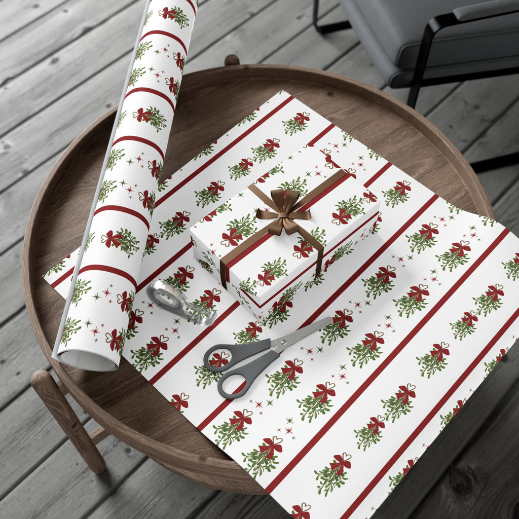 Mistletoe Christmas Wrapping Paper | Elegant 3D Holiday Gift Wrap | Christmas Wrapping paper