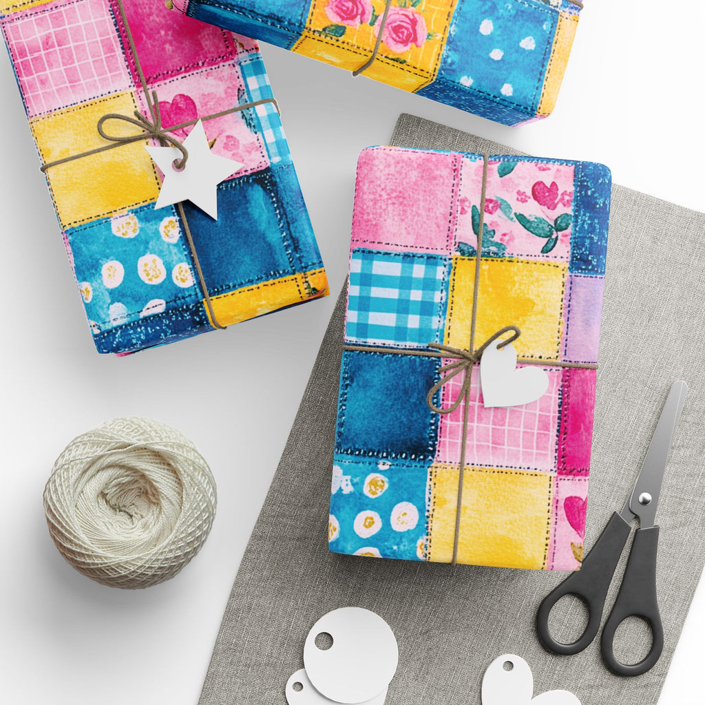 Pastel Patchwork Illusion Wrapping Paper — Soft Pastel Gift Wrap for Birthdays & Baby Showers