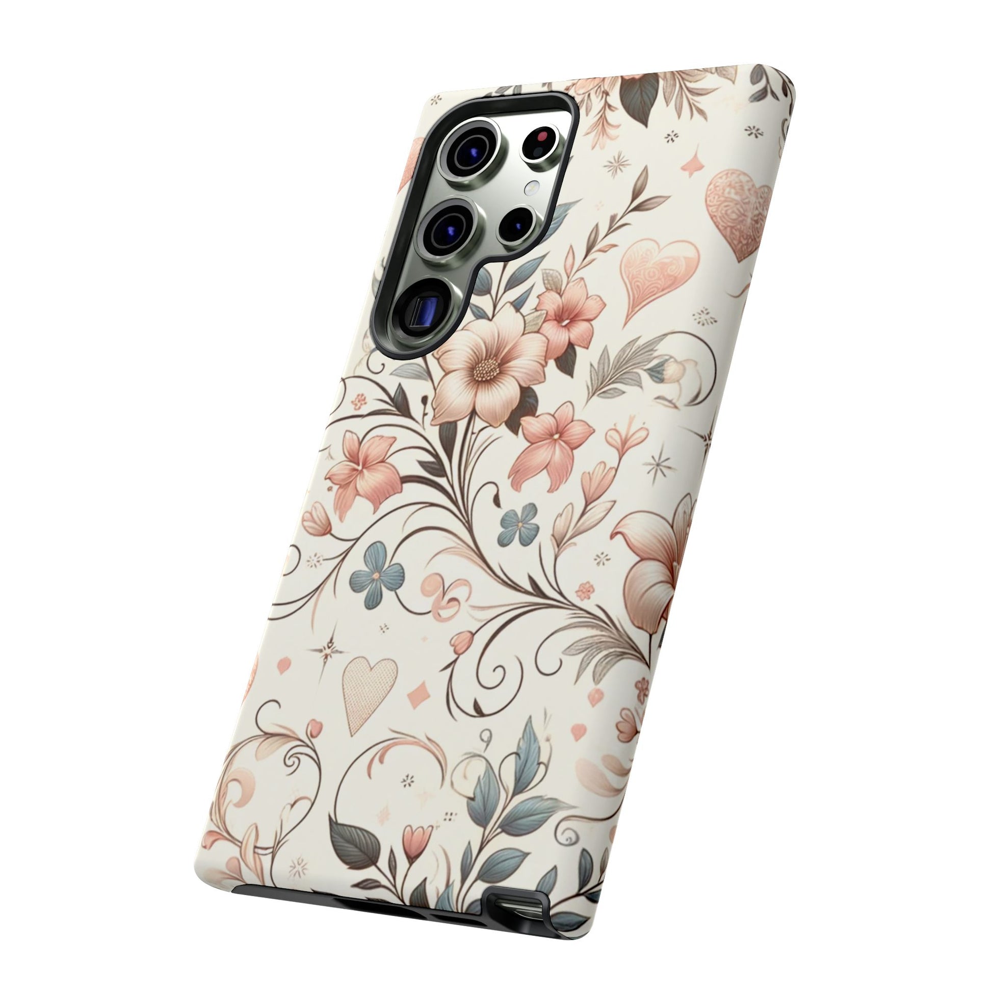 Floral Design Luxury Phone Tough Case Floral Elegant Durable Stylish for Modern Devices iPhone 17, 16 15, Samsung iPhone Samsung Accessory Gift for Her