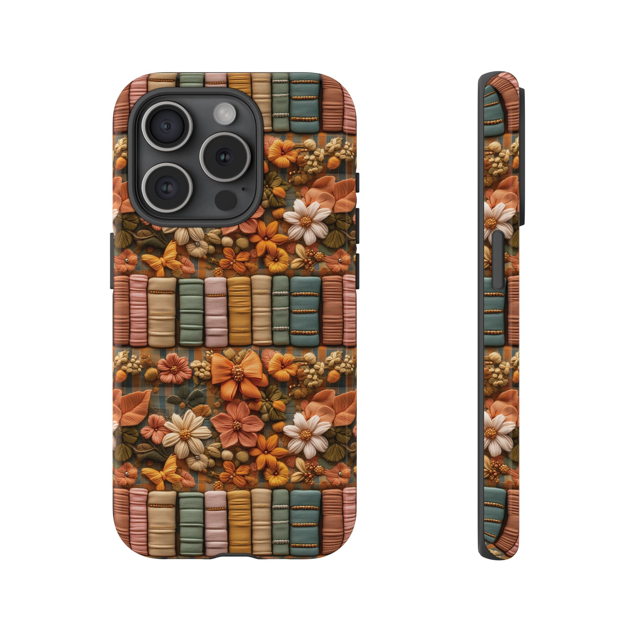 3D Illusion Boho Floral and Books Phone Case Gift for Her Phone 15, Samsung iPhone Samsung Gift for Her Case iPhone 15, Samsung iPhone Samsung Accessory Gift for Her