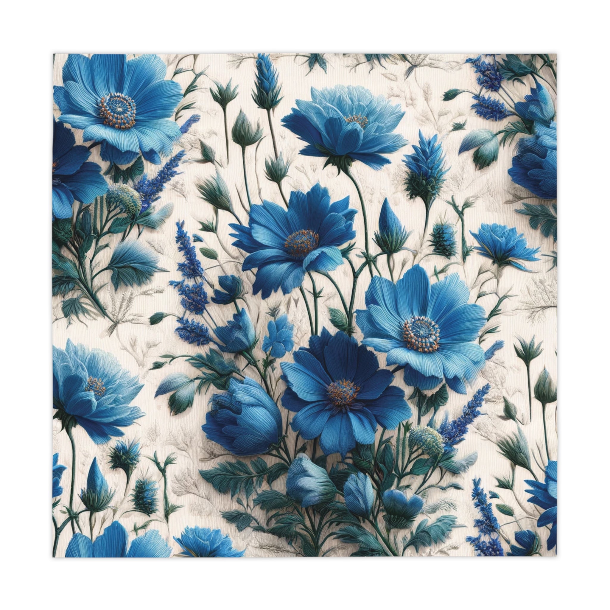 Blue Wildflower Tablecloth 100% Polyester, Vibrant Double-Sided Print, Durable & Stylish, Perfect for Dining Tables, Outdoor Picnics, and Special OccasionsBirthdays all Events and Occasions - MRSBYVALLE