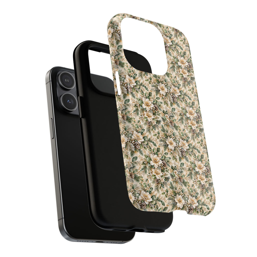Sage Green & Champagne Floral MagSafe Tough Phone Case