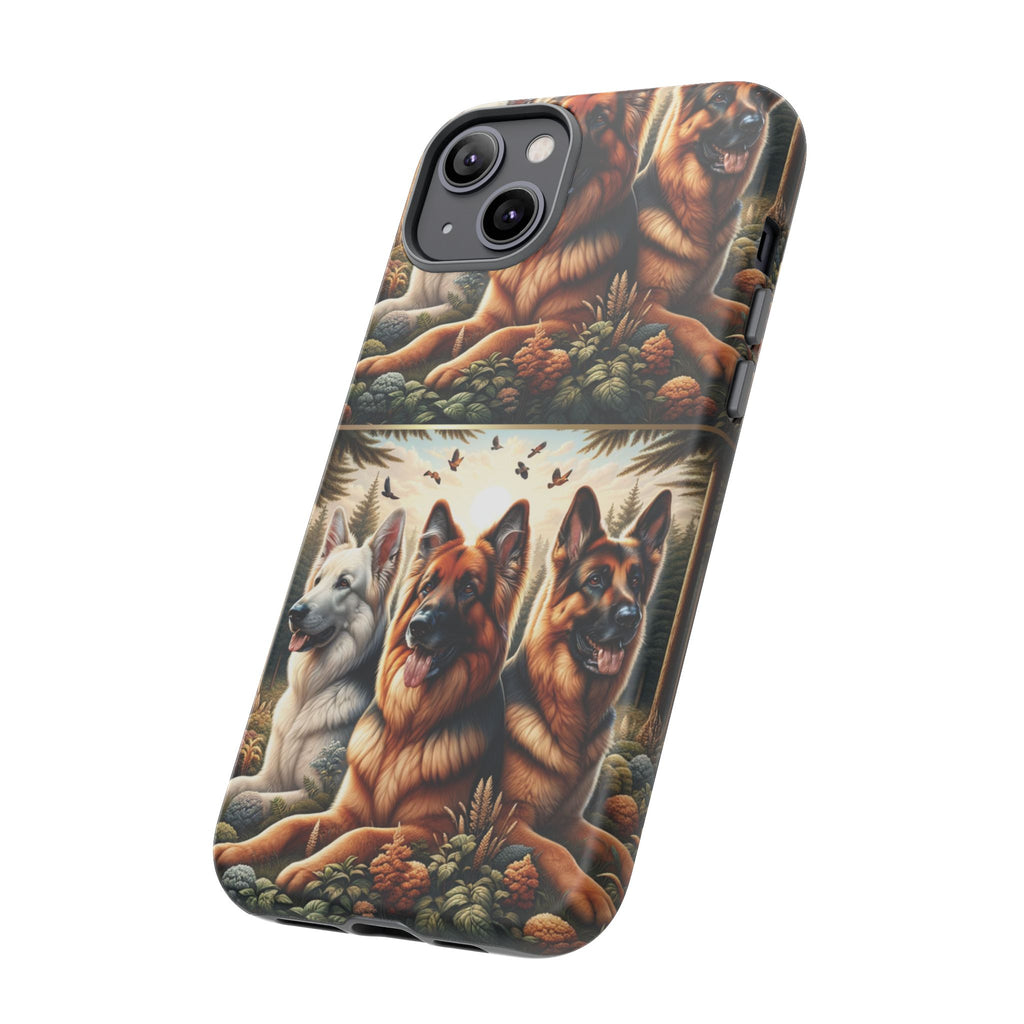 German Shepherd Phone Tough Case Floral Elegant Durable Dog Lover Devices iPhone 15, Samsung iPhone Samsung Accessory Gift for Her