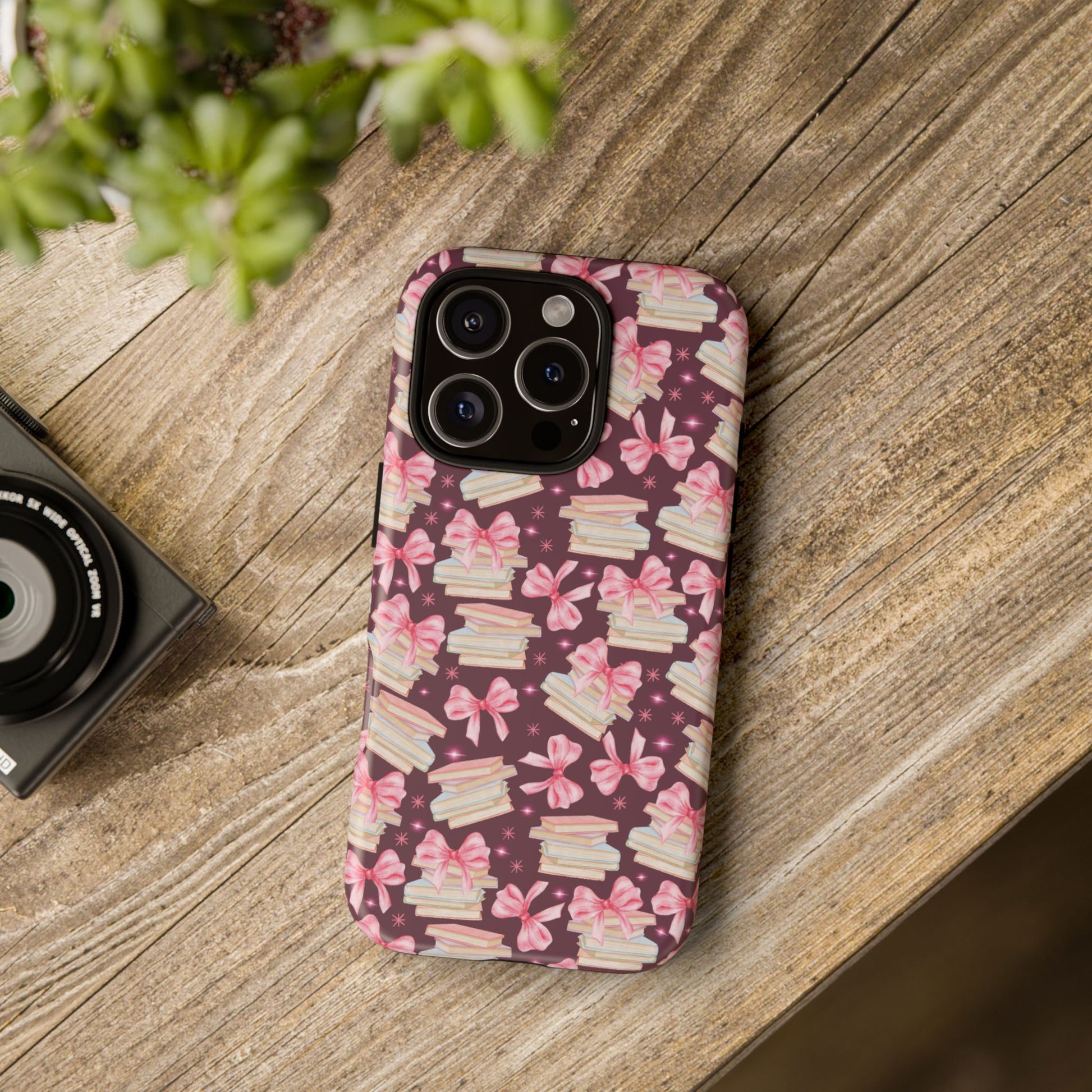 Coquette Pink Bows & Books Phone Case for iPhone 16 15 14 13 12  21 23 Samsung, and Pixel | Stylish Protective Cover Gift for Her Perfect for Floral Lover