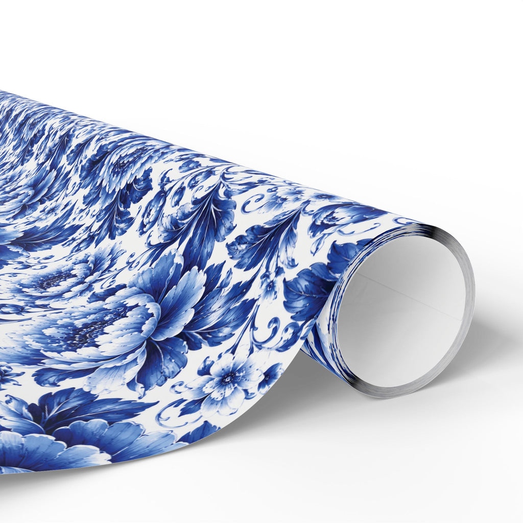 Blue & White Chinoiserie Peony Floral Luxury Gift Wrapping Paper Elegant Gift Wrap for Weddings & Holidays