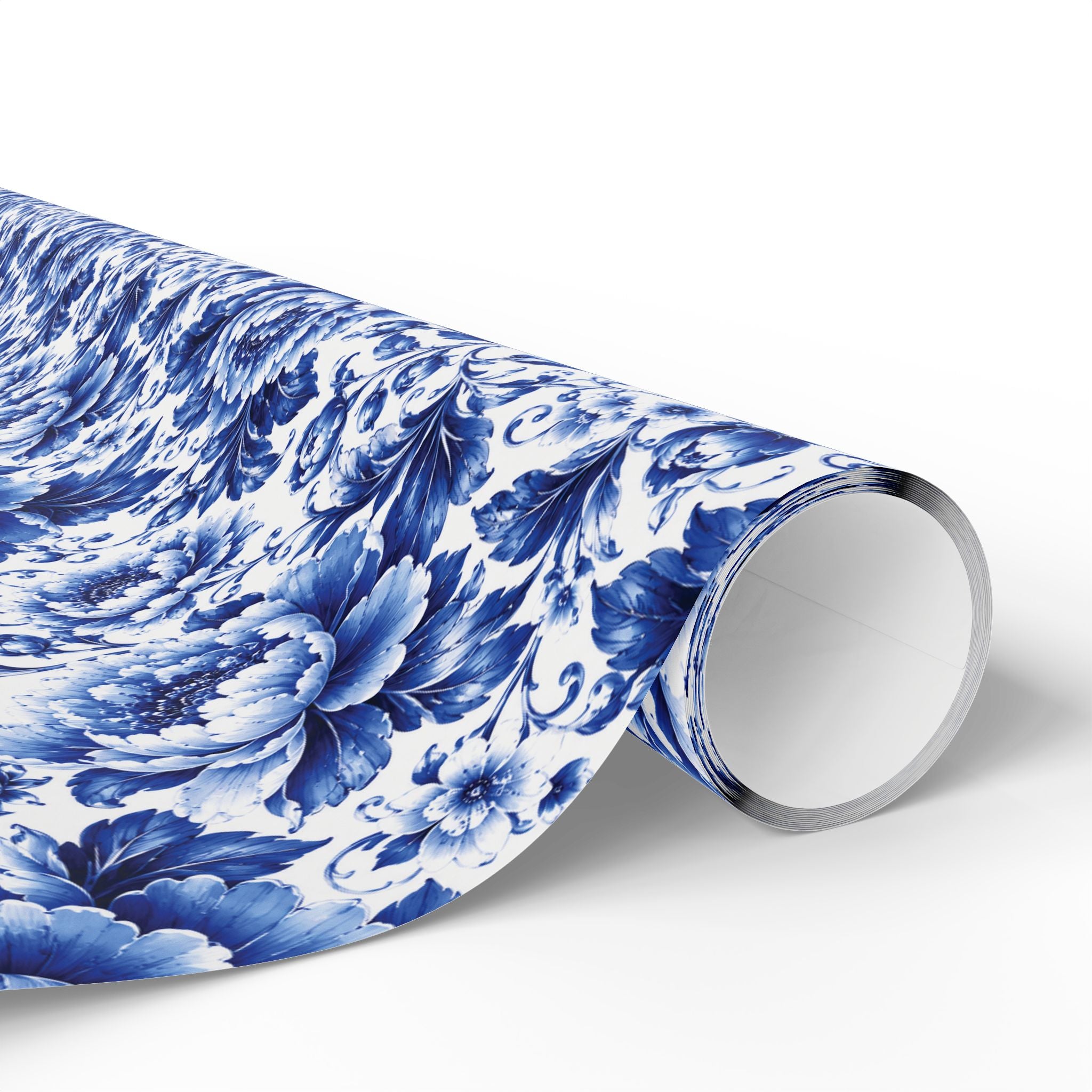 Blue & White Chinoiserie Peony Floral Luxury Gift Wrapping Paper Elegant Gift Wrap for Weddings & Holidays
